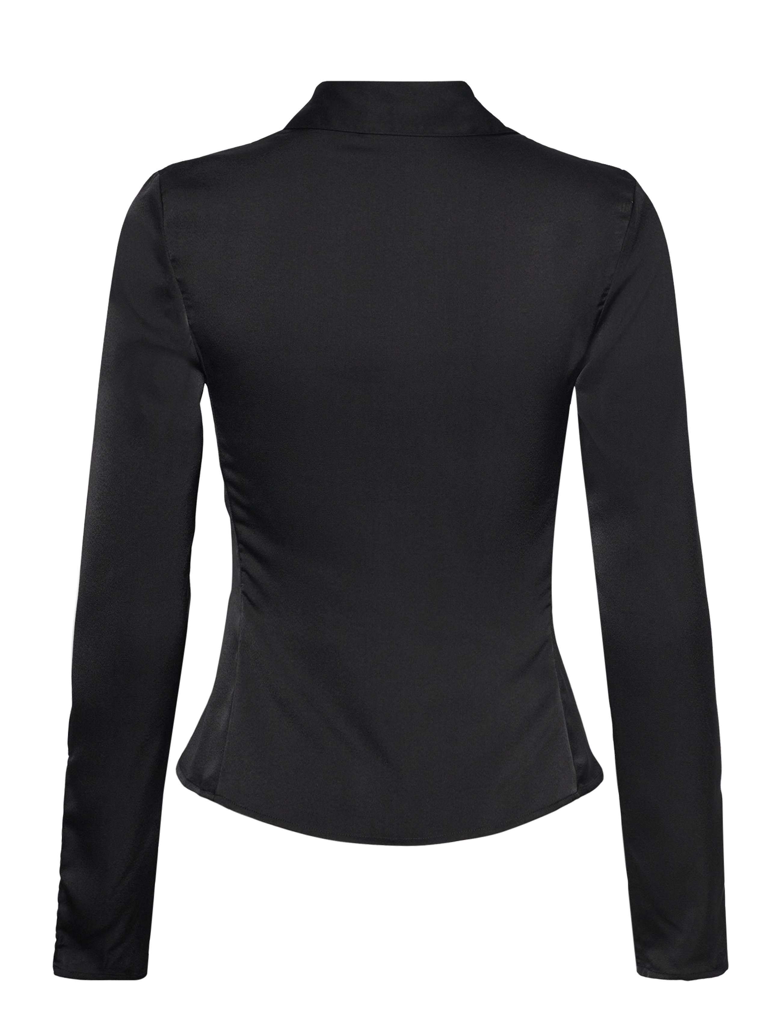 Weekday - Long-Sleeved Fitted Satin Shirt - langärmlige hemden - black - 1