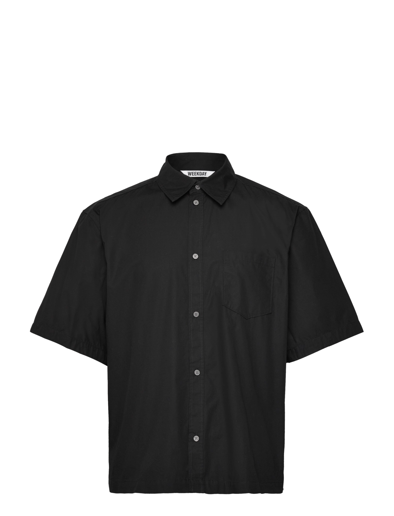 Weekday Relaxed Fit Short-Sleeved Cotton Shirt, S, Shirts, Schwarz - Short-sleeved Männerswear