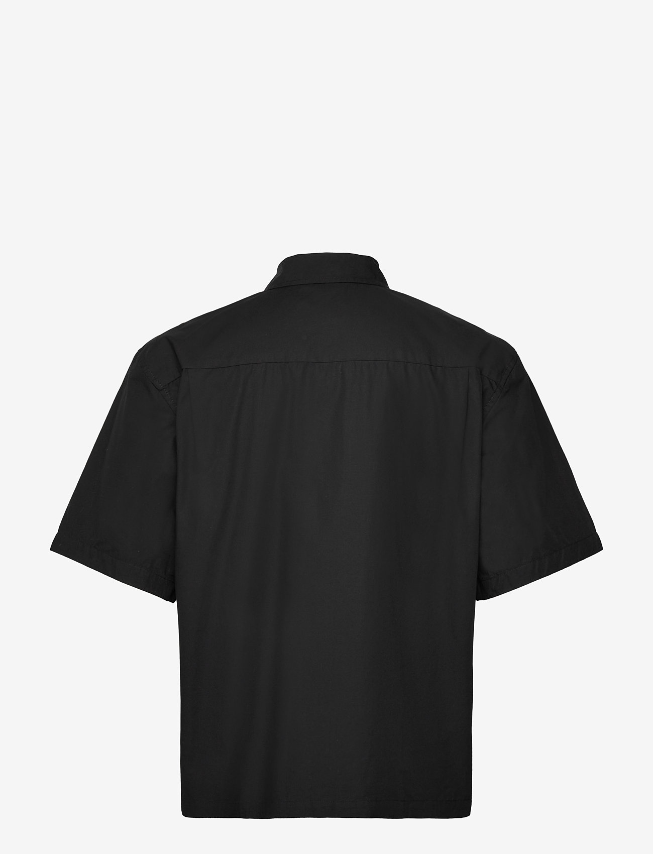 Weekday - Relaxed Fit Short-Sleeved Cotton Shirt - kortærmede skjorter - black - 1