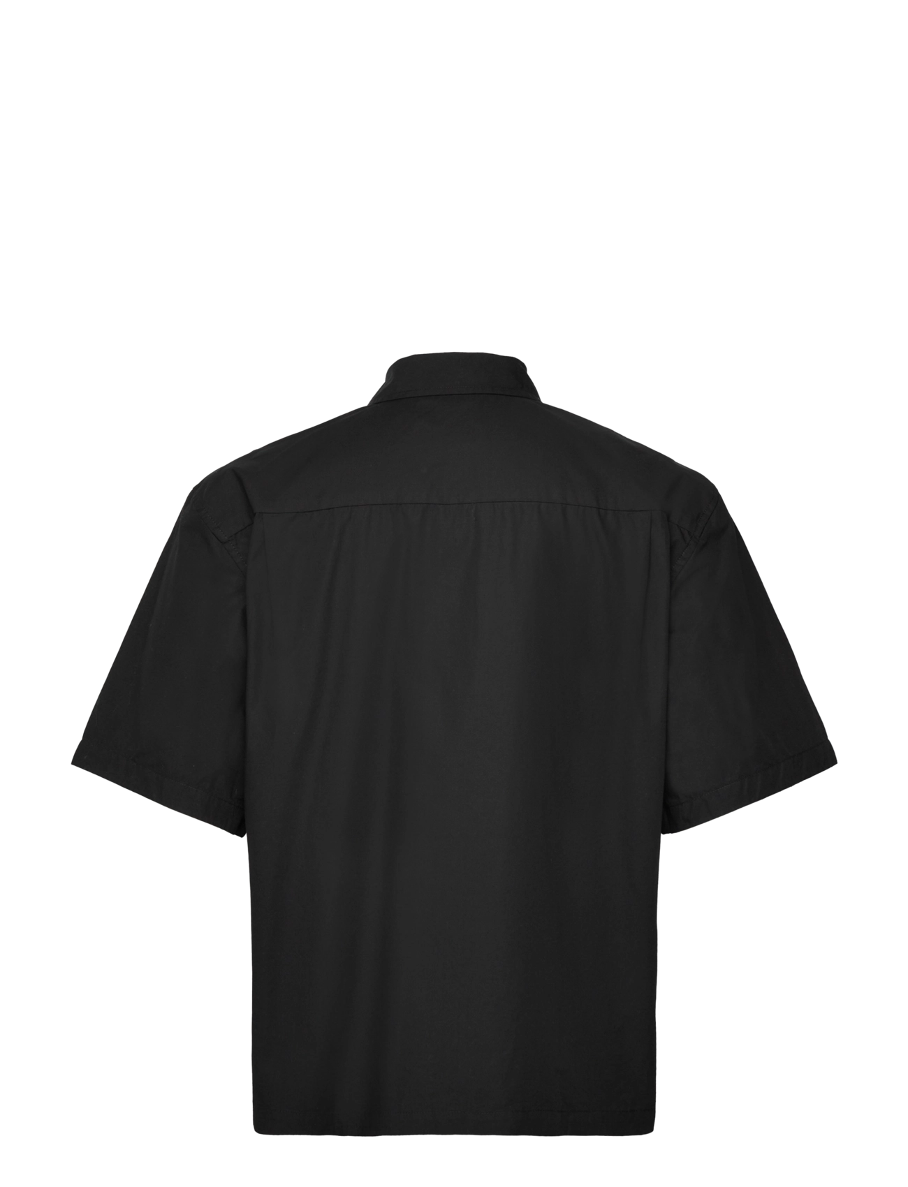 Weekday - Boxy Short-Sleeved Cotton Shirt - kortärmade skjortor - black - 1
