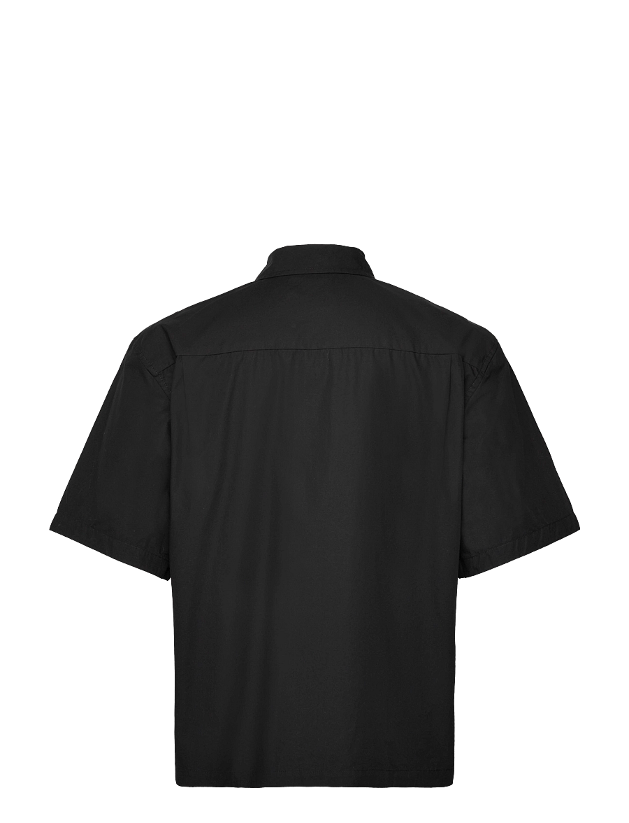Weekday - Relaxed Fit Short-Sleeved Cotton Shirt - short-sleeved shirts - black - 1