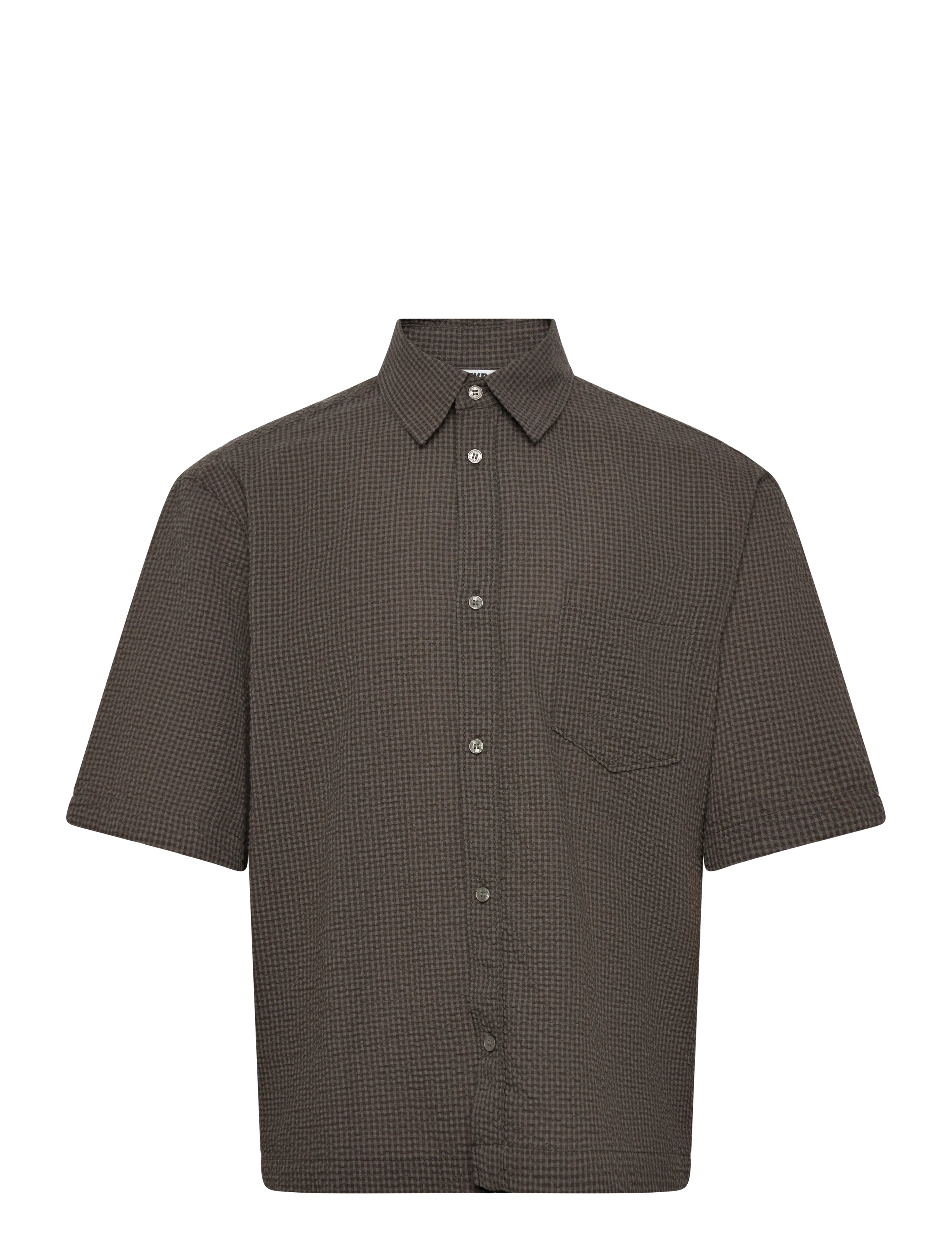 Weekday Relaxed Fit Short-Sleeved Cotton Shirt, M, Brown, Skjorter > Kortærmede Shirts, Herre
