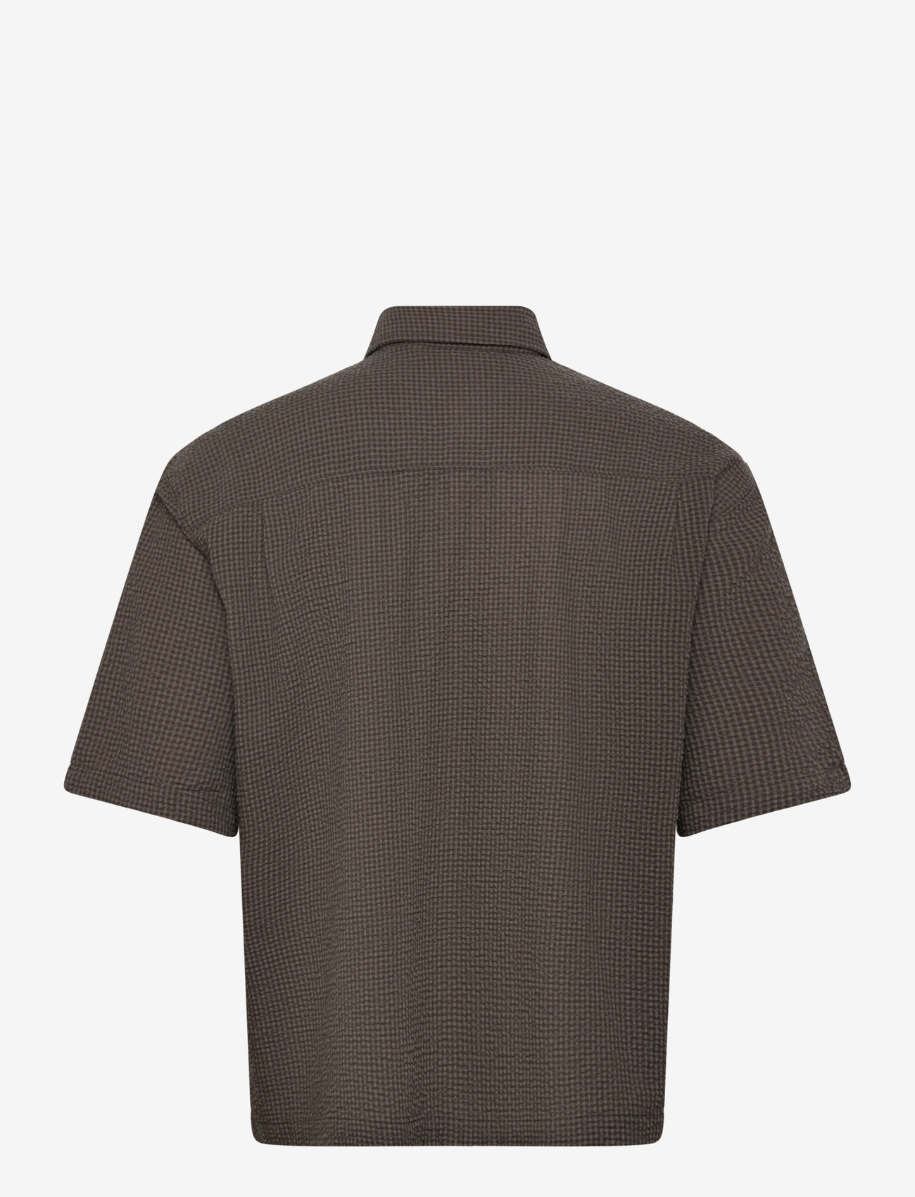 Weekday - Boxy Short-Sleeved Cotton Shirt - lühikeste varrukatega särgid - brown check - 1