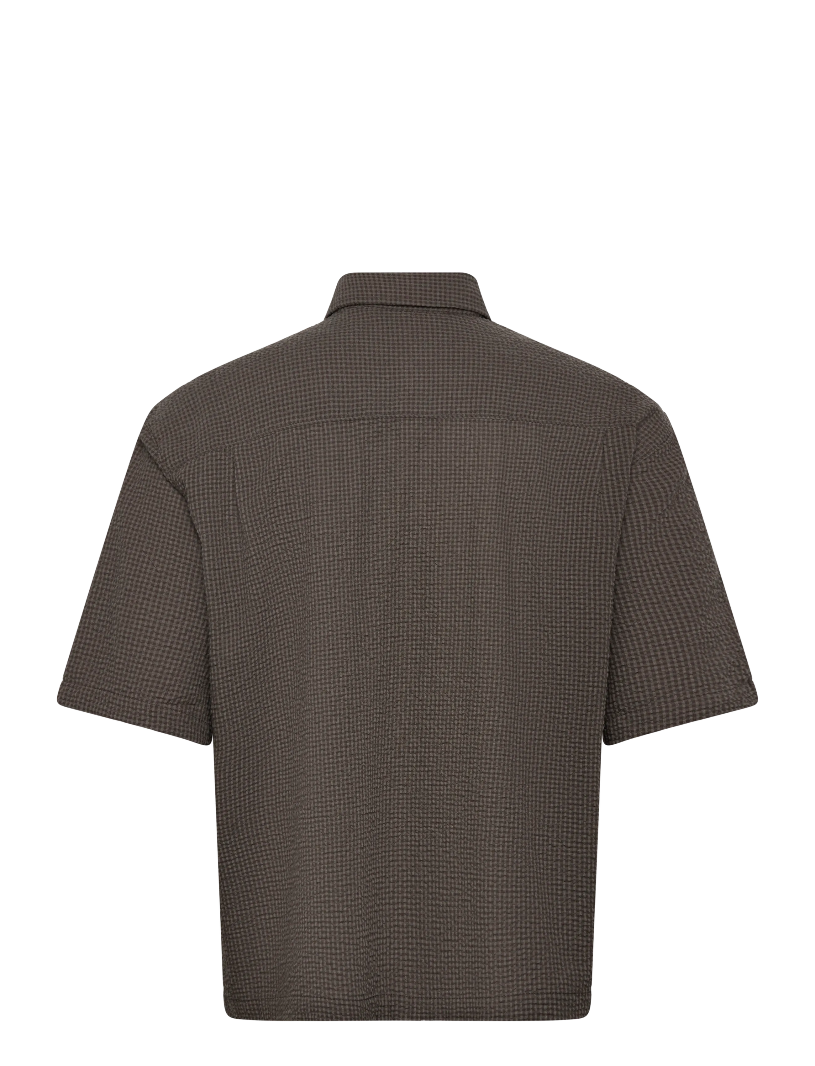 Weekday - Boxy Short-Sleeved Cotton Shirt - kurzarmhemden - brown check - 1