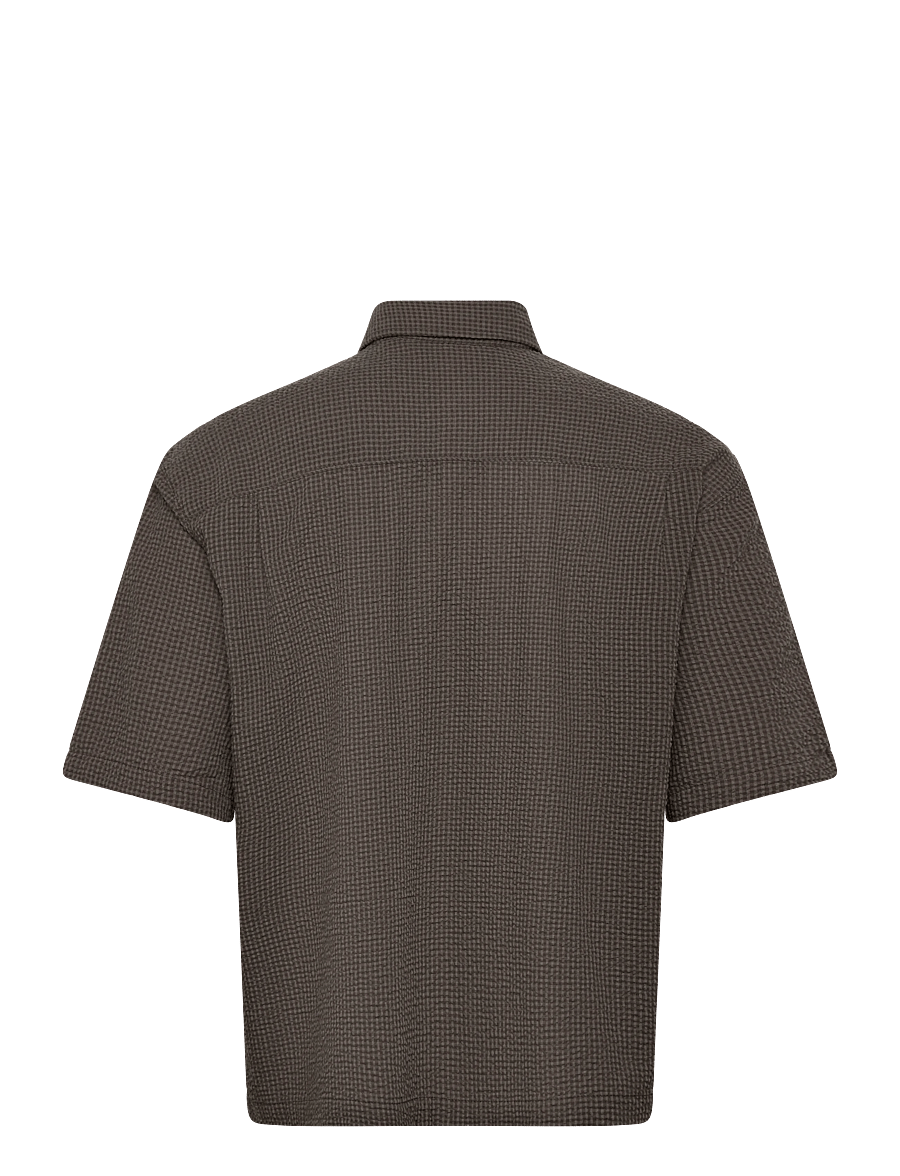 Weekday - Relaxed Fit Short-Sleeved Cotton Shirt - kortærmede skjorter - brown check - 1