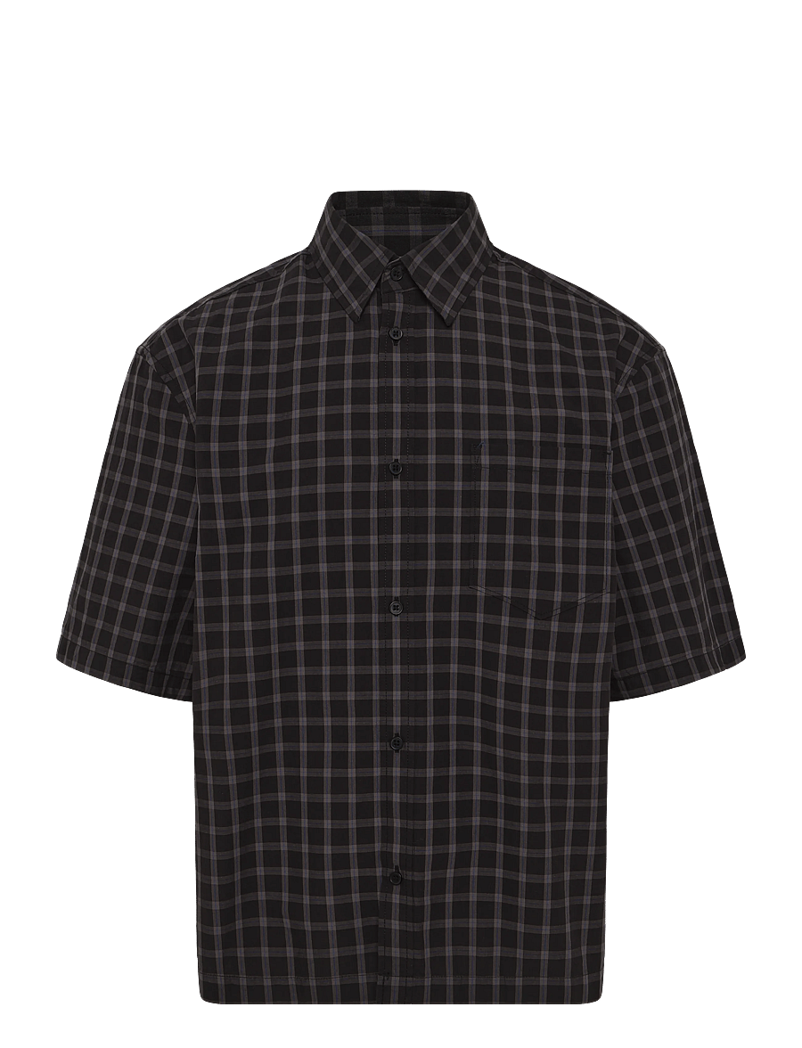 Weekday - Relaxed Fit Short-Sleeved Cotton Shirt - kortærmede skjorter - brown check - 0