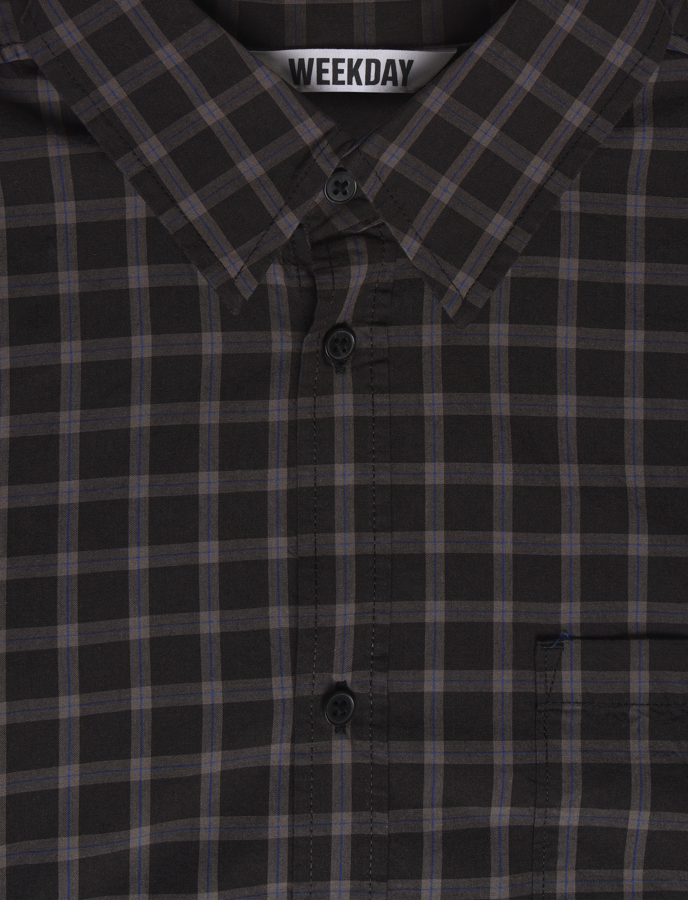 Weekday - Boxy Short-Sleeved Cotton Shirt - short-sleeved shirts - brown check - 2