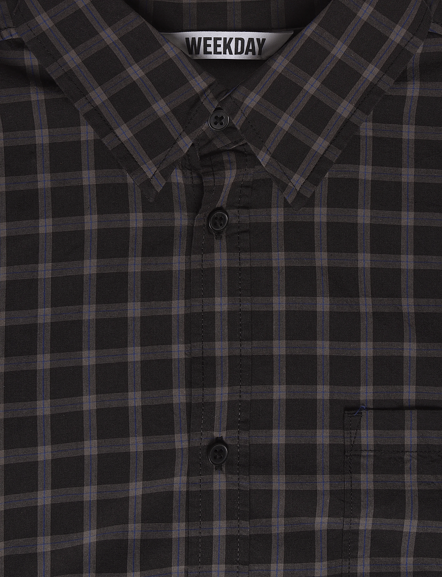 Weekday - Relaxed Fit Short-Sleeved Cotton Shirt - kortærmede skjorter - brown check - 2