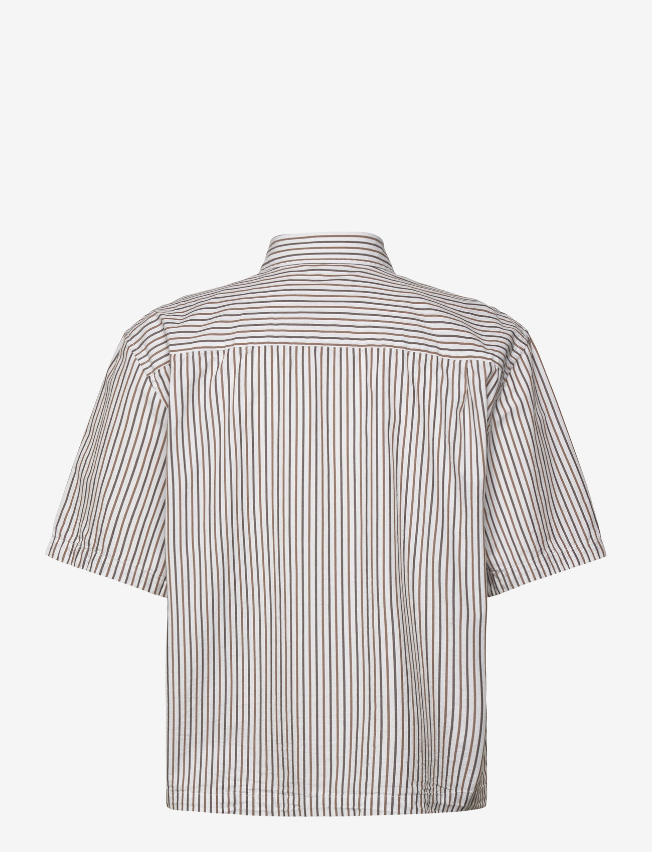 Weekday - Boxy Short-Sleeved Cotton Shirt - kortærmede skjorter - brown medium - 1