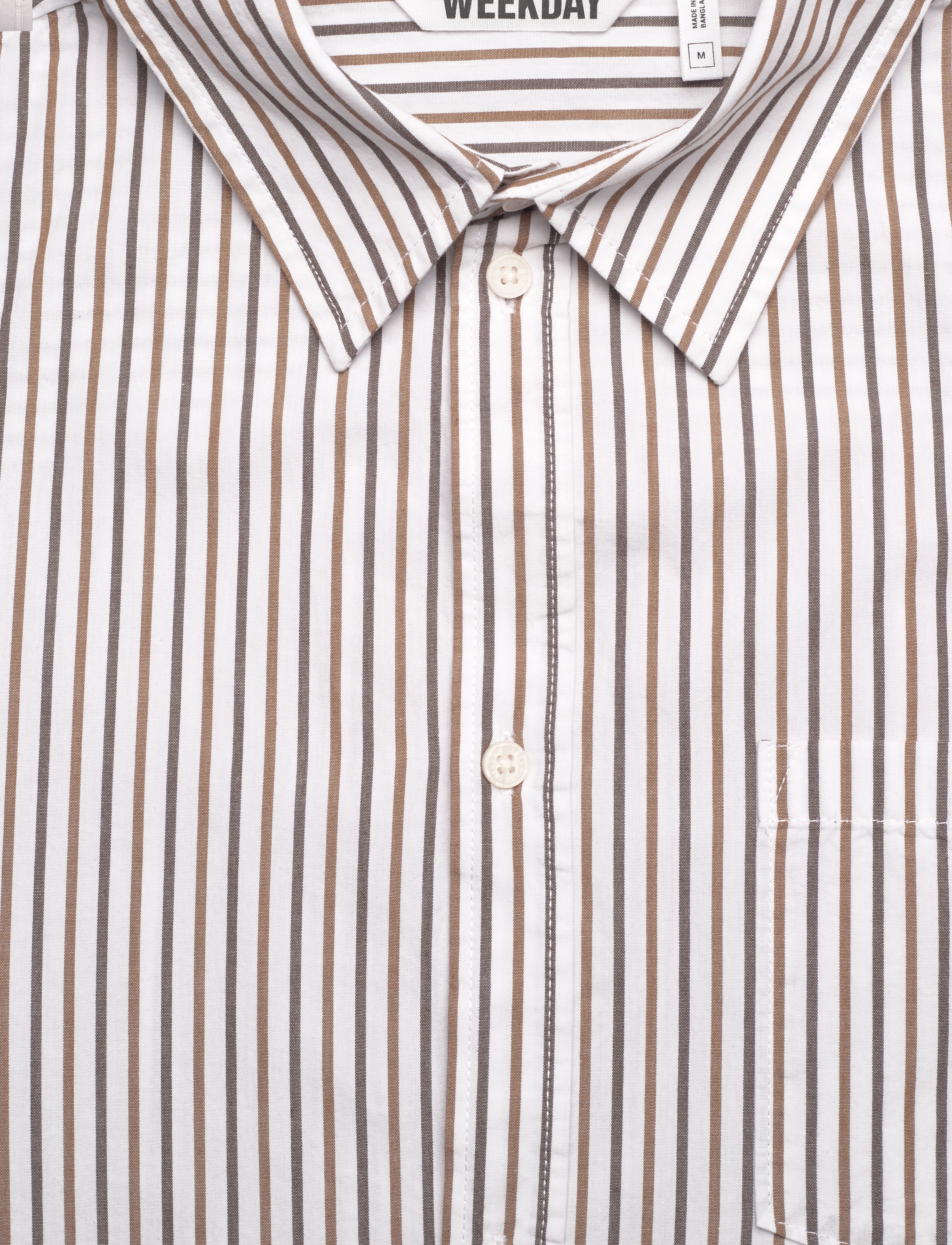 Weekday - Boxy Short-Sleeved Cotton Shirt - kortärmade skjortor - brown medium - 2