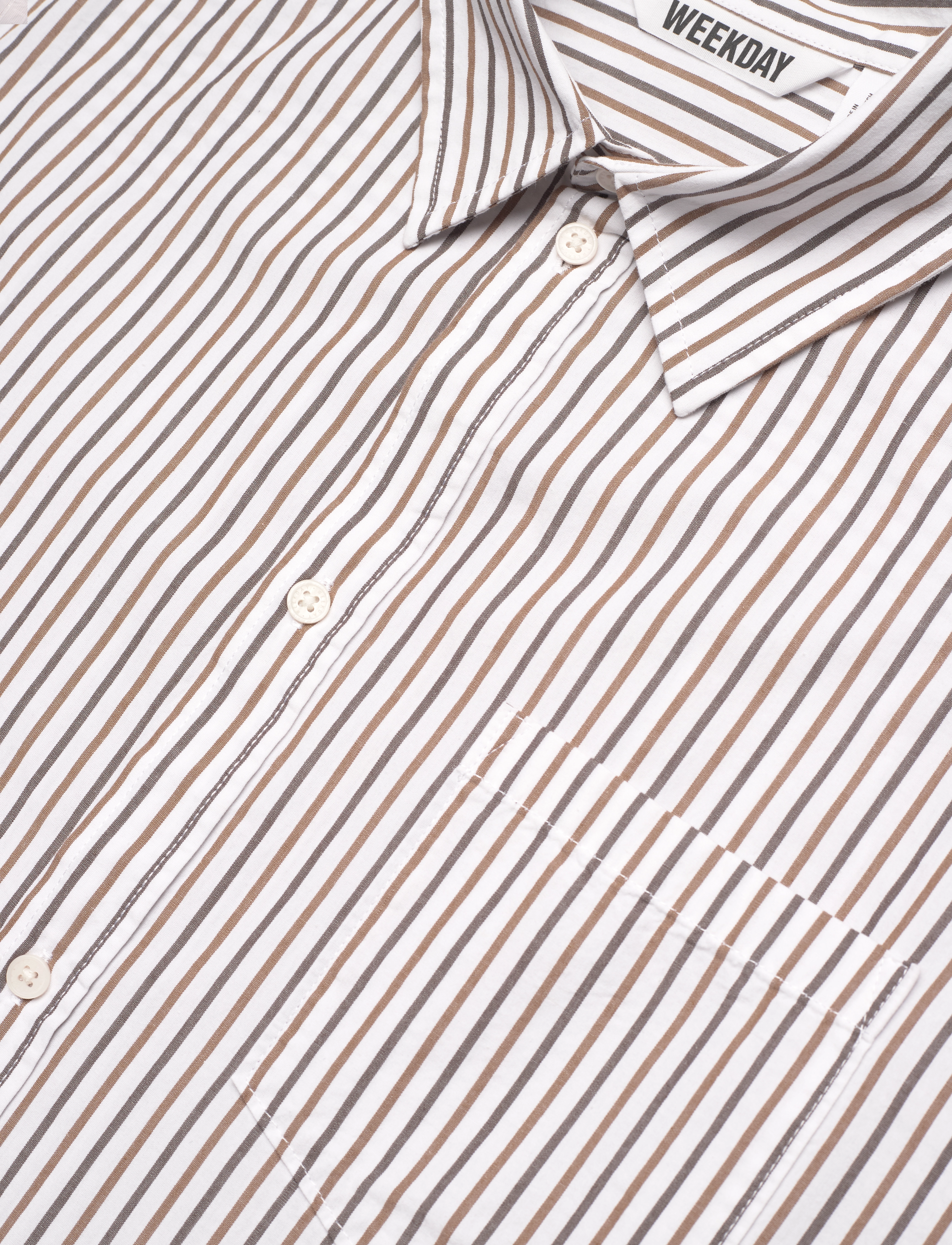Weekday - Boxy Short-Sleeved Cotton Shirt - kortärmade skjortor - brown medium - 3