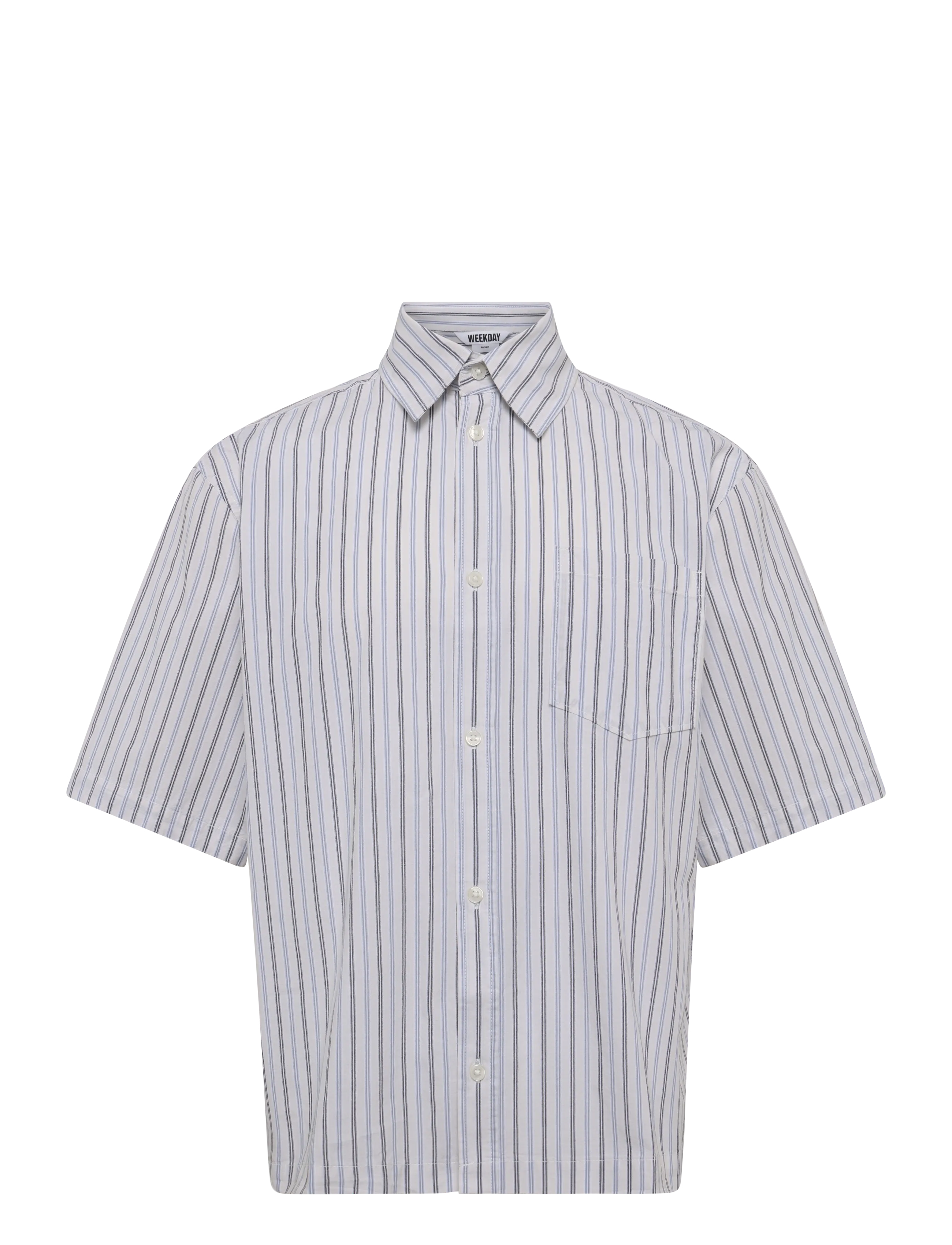 Weekday Relaxed Fit Short-Sleeved Cotton Shirt, XL, White, Skjorter > Kortærmede Shirts, Herre