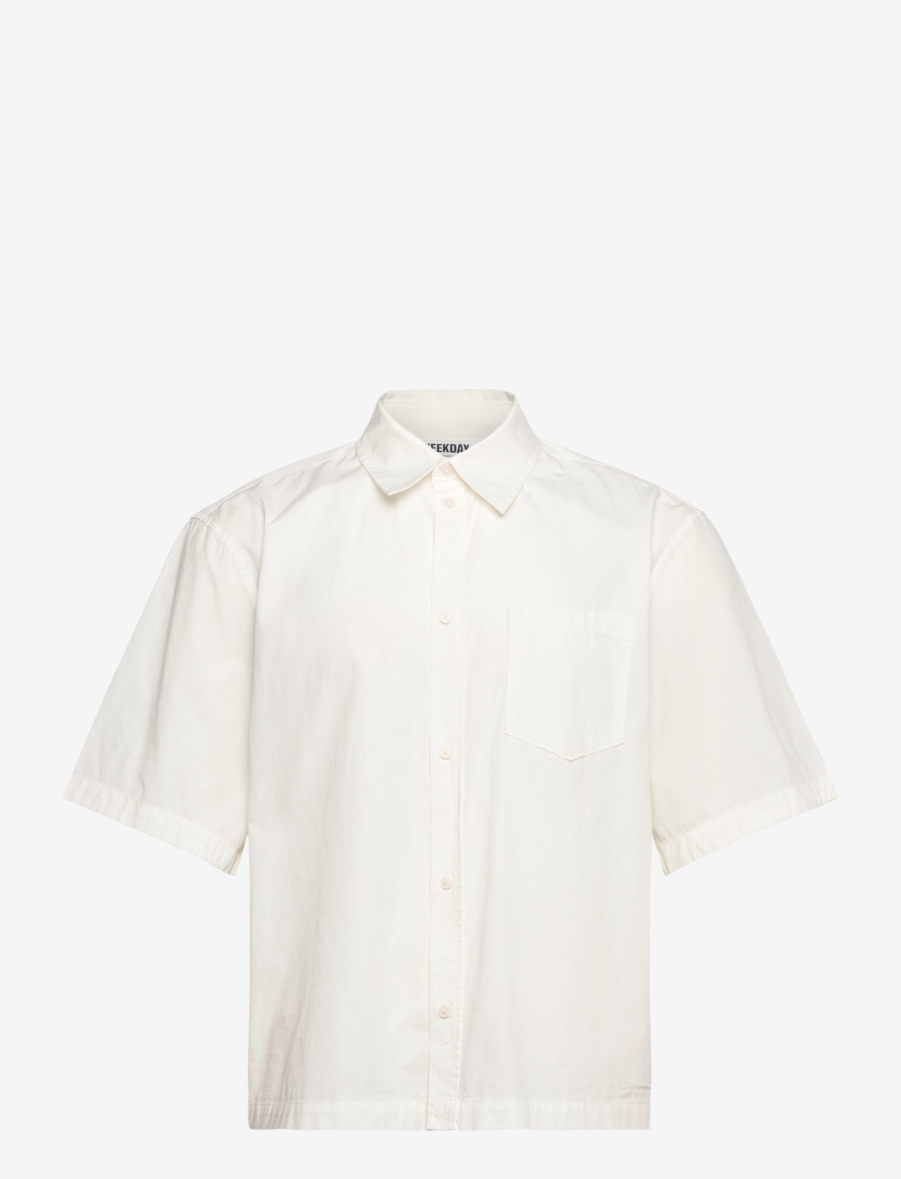 Weekday - Relaxed Fit Short-Sleeved Cotton Shirt - overhemden met korte mouw - white dusty light - 0