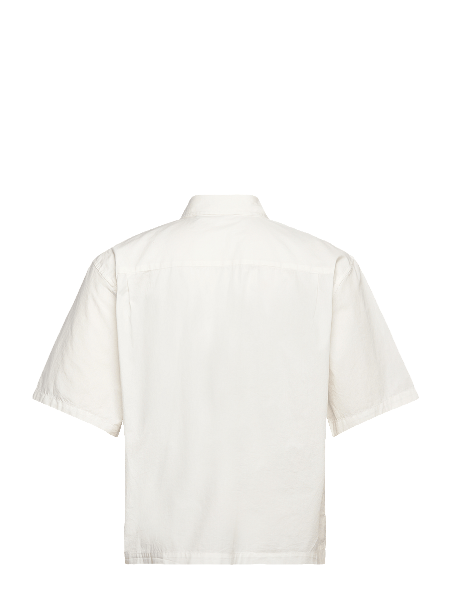 Weekday - Relaxed Fit Short-Sleeved Cotton Shirt - kortærmede skjorter - white dusty light - 1