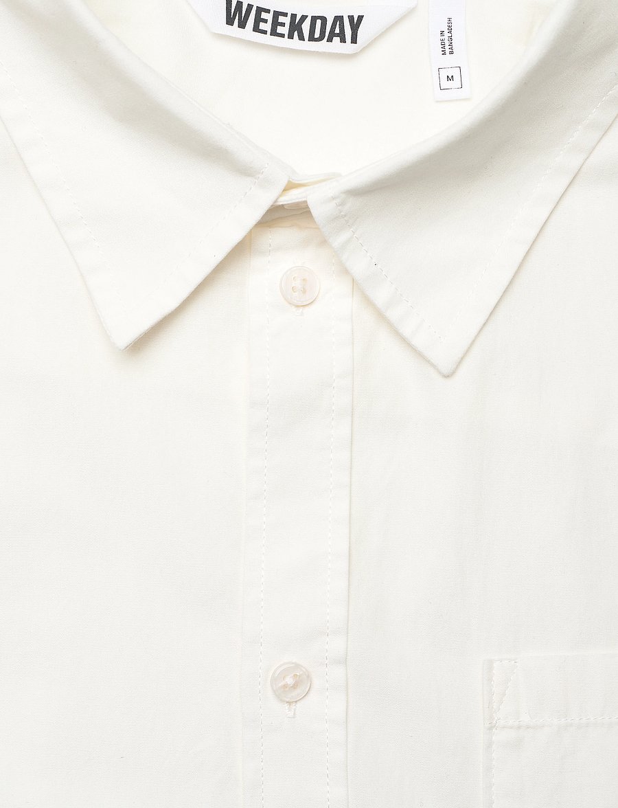 Weekday - Relaxed Fit Short-Sleeved Cotton Shirt - kortærmede skjorter - white dusty light - 2