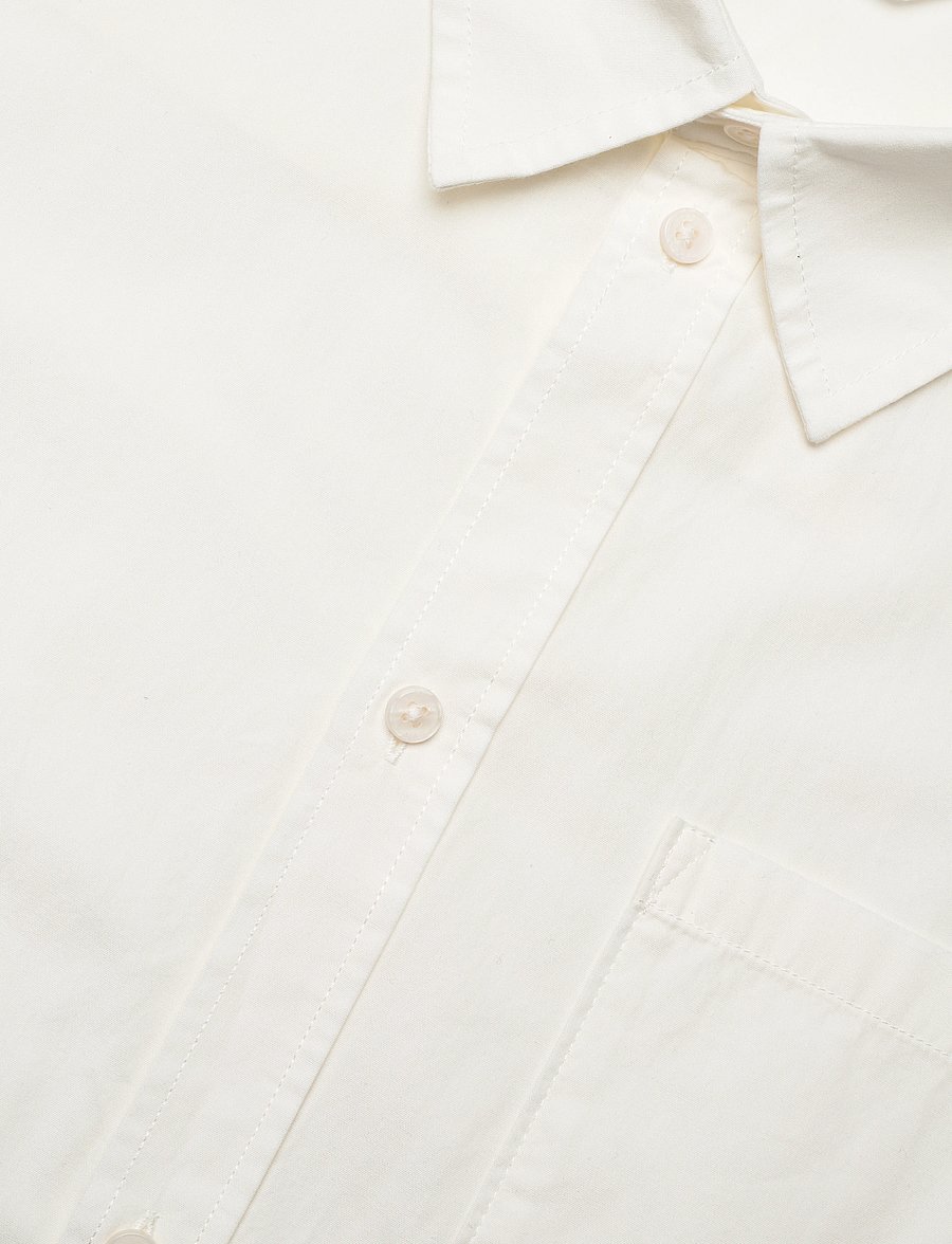 Weekday - Relaxed Fit Short-Sleeved Cotton Shirt - kortærmede skjorter - white dusty light - 3