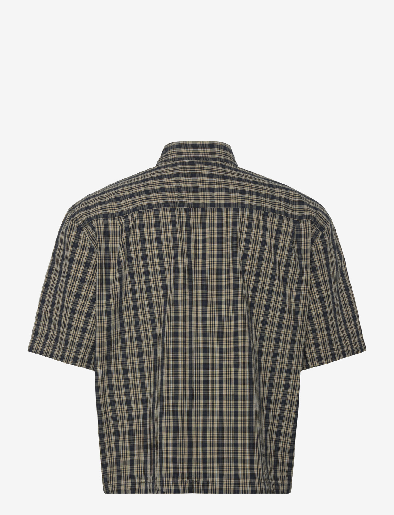 Weekday - Boxy Short-Sleeved Cotton Shirt - lühikeste varrukatega särgid - yellow/navy check - 1