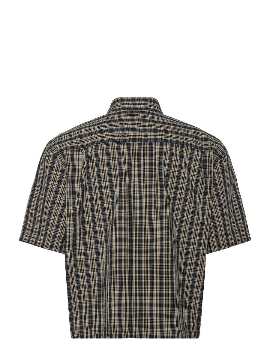 Weekday - Relaxed Fit Short-Sleeved Cotton Shirt - kurzarmhemden - yellow/navy check - 1