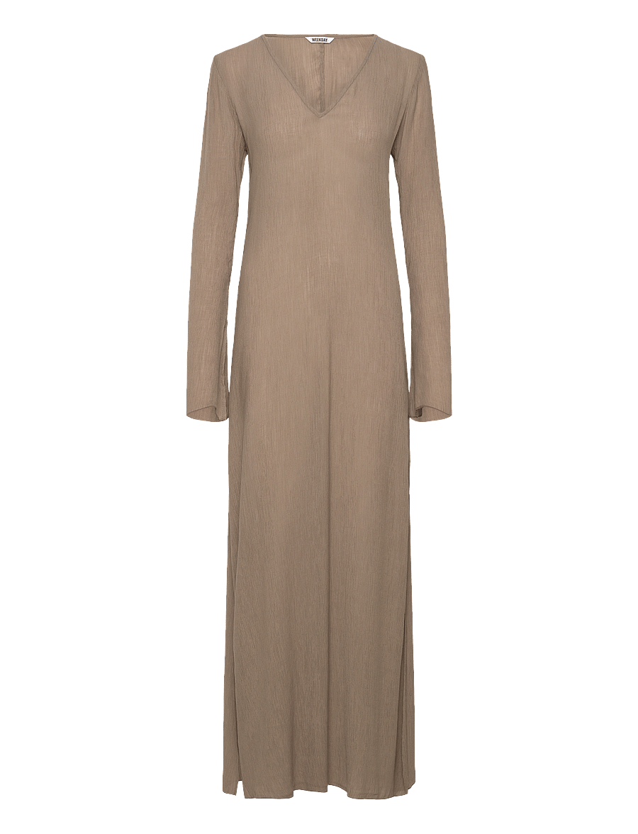 Weekday - Maxi Longsleeve Dress - maxiklänningar - white light - 0