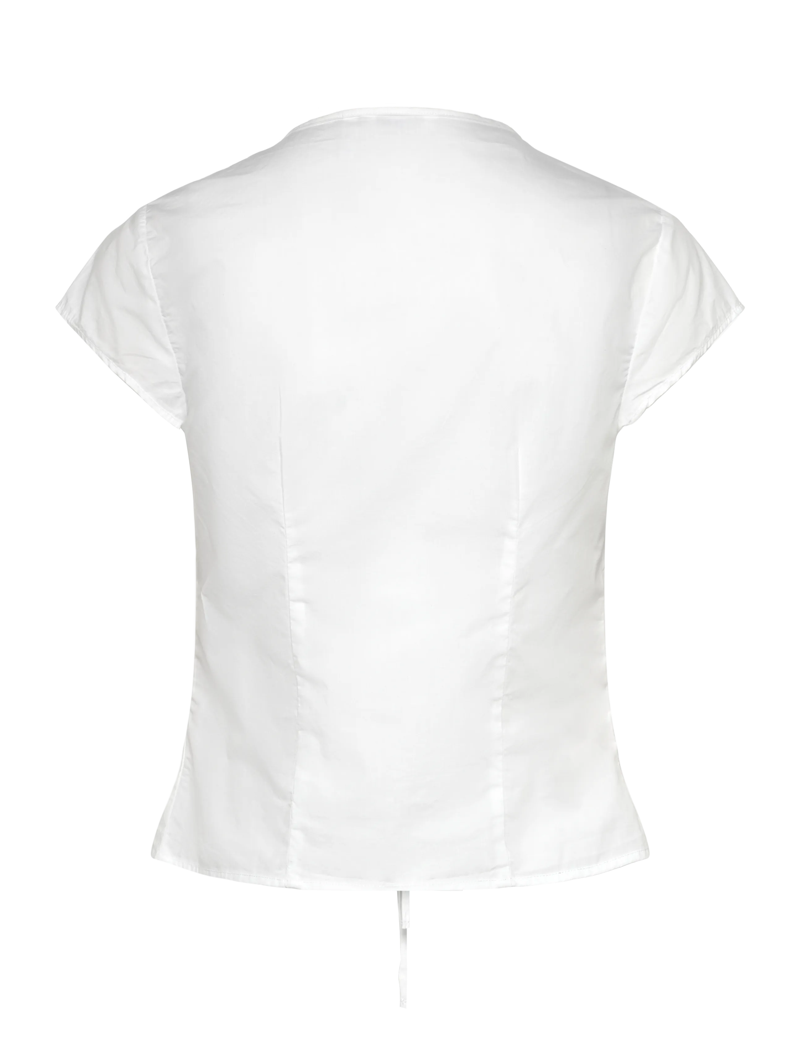 Weekday - Tie-Front V-neck Cotton Blouse - kortärmade blusar - white light - 1