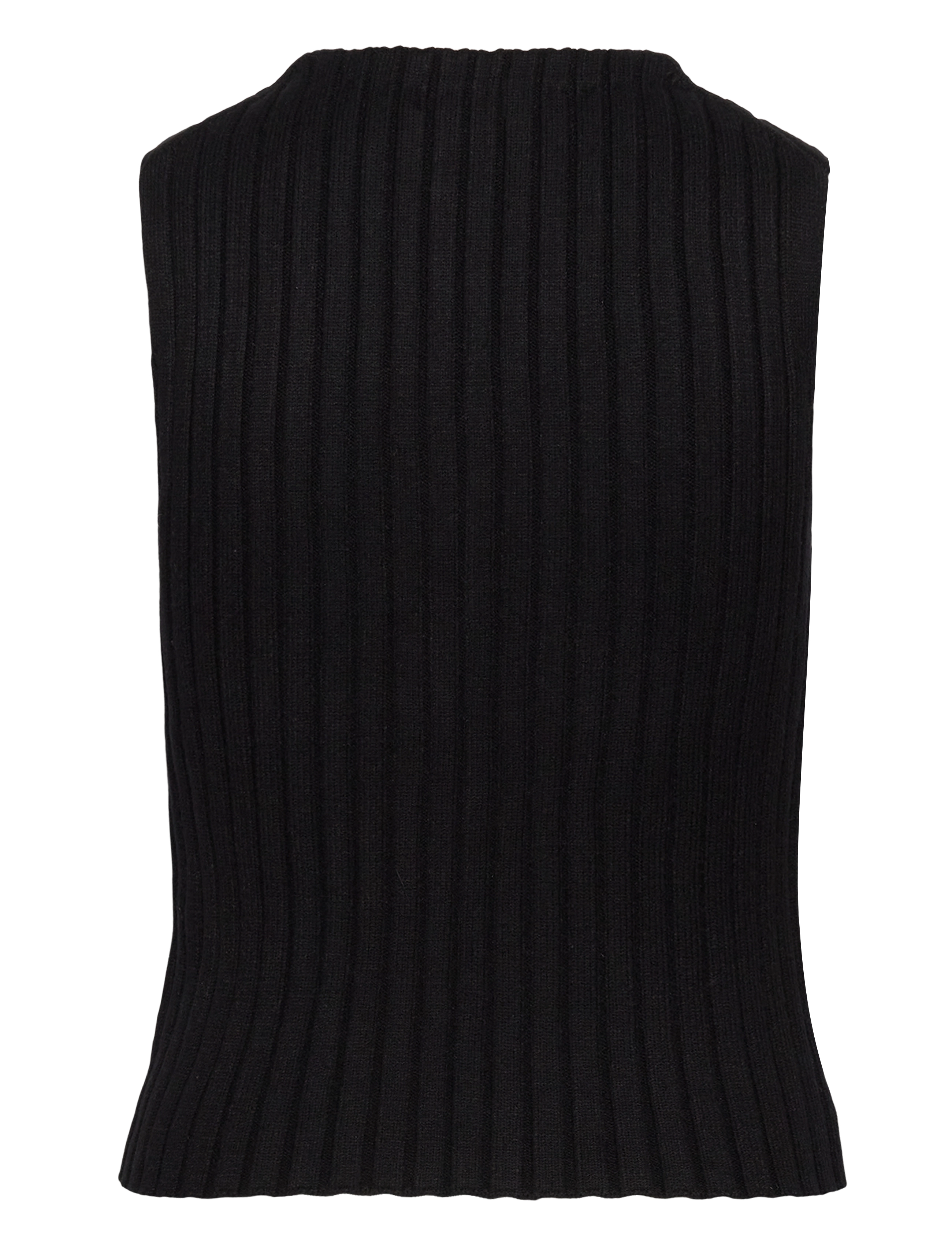 Weekday - Rib-Knitted V-neck Vest - neuleliivit - black - 1