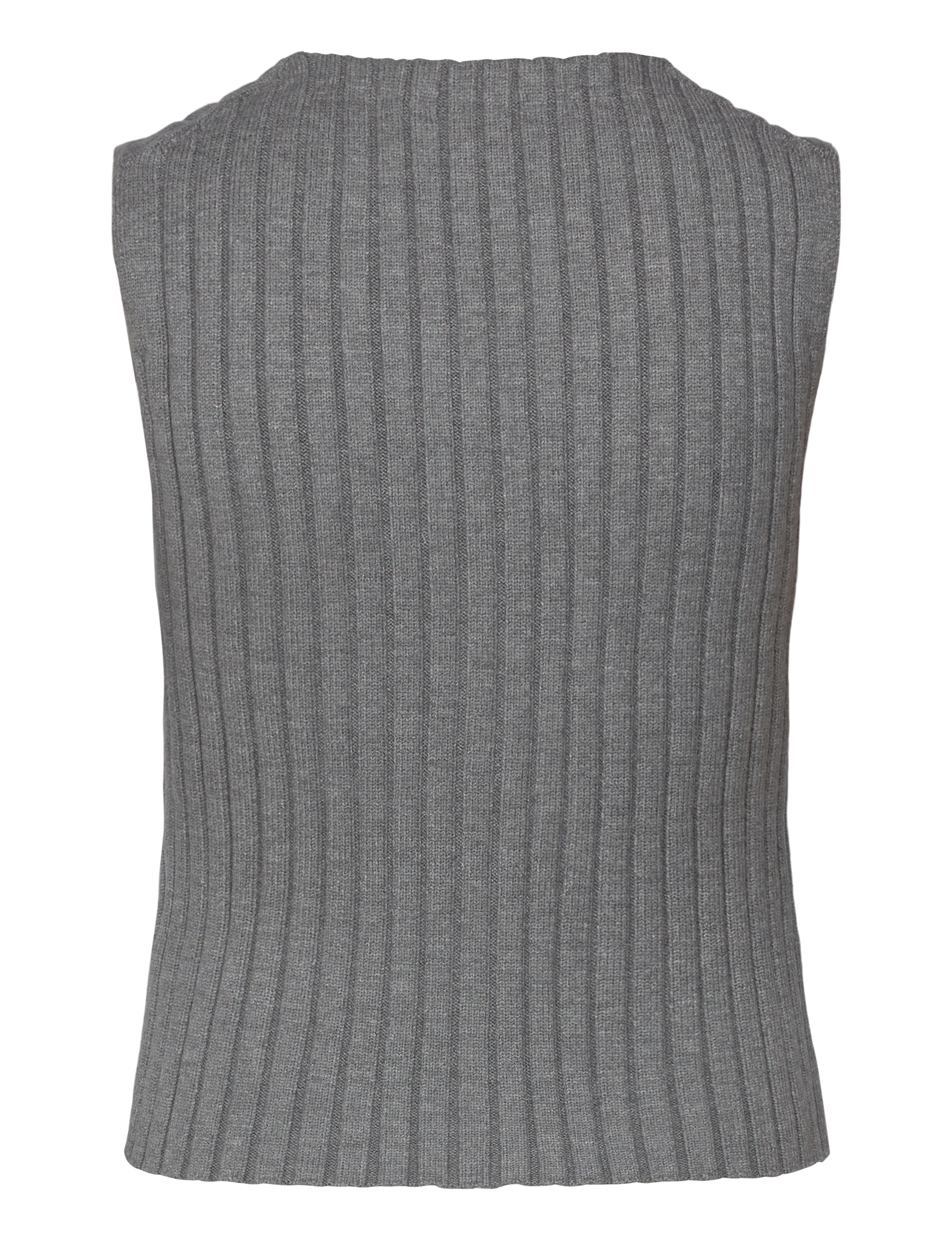 Weekday - Rib-Knitted V-neck Vest - gebreide vesten - grey melange - 1