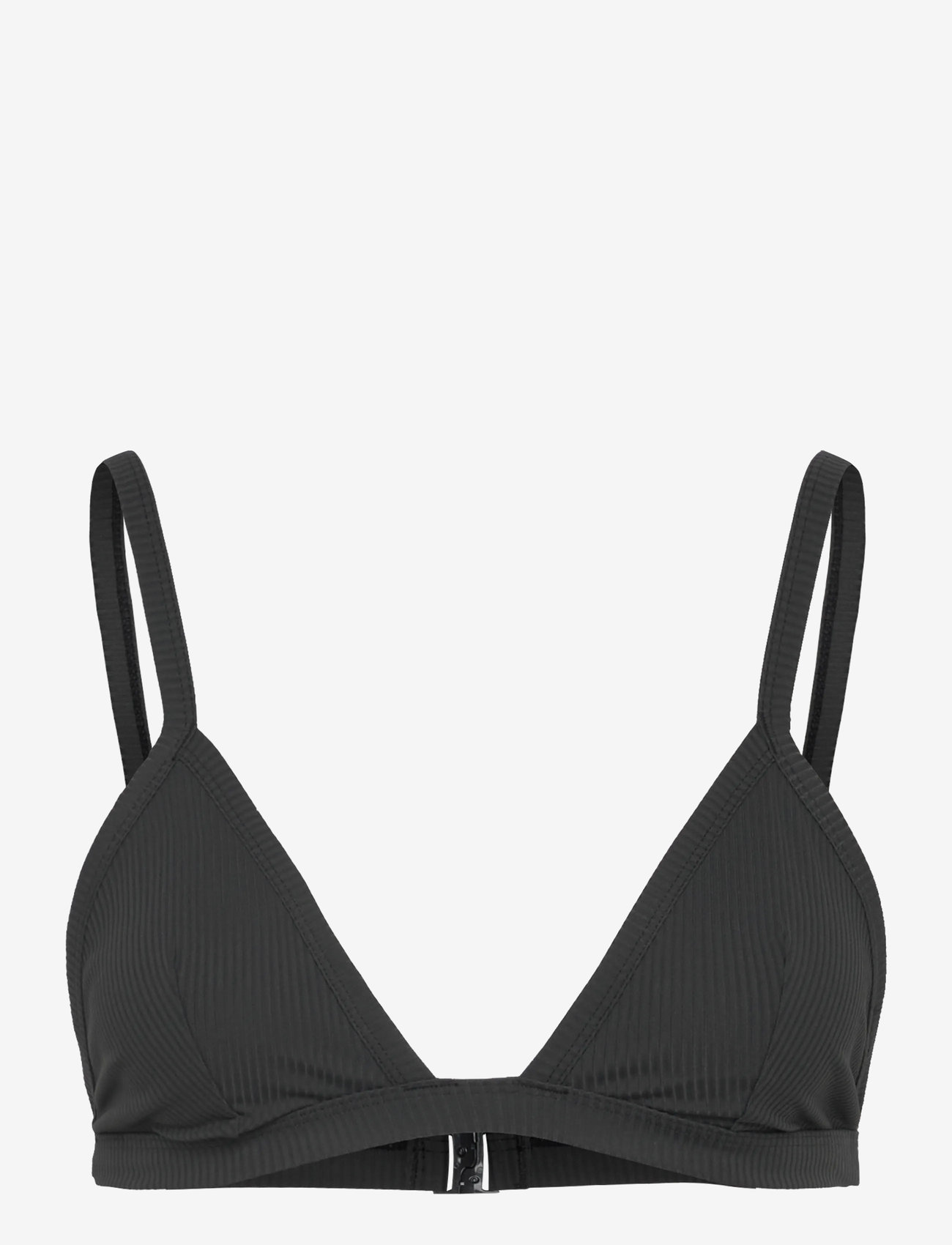 Weekday - Ribbed V-neck Bikini Top - trekantsbikinier - off black - 0
