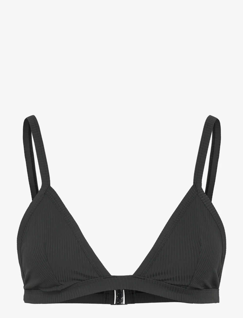 Weekday - Ribbed V-neck Bikini Top - triangelformad bikinis - off black - 0