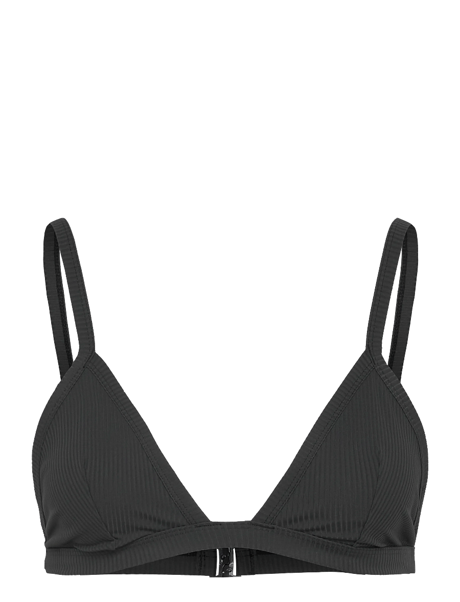 Weekday - Ribbed V-neck Bikini Top - kolmnurksed bikiinide ülaosad - off black - 0