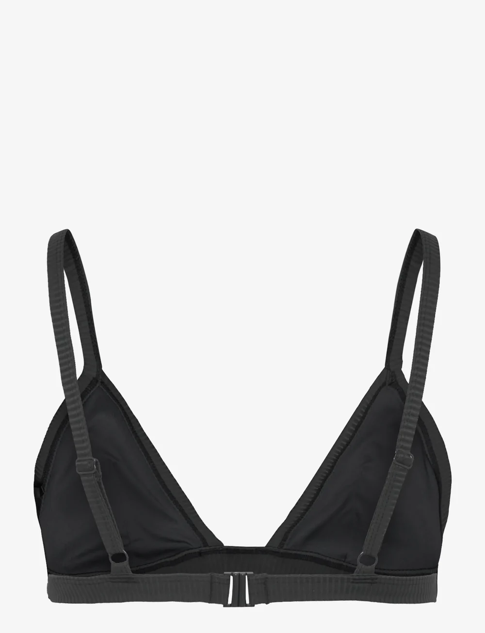 Weekday - Ribbed V-neck Bikini Top - triangelformad bikinis - off black - 1