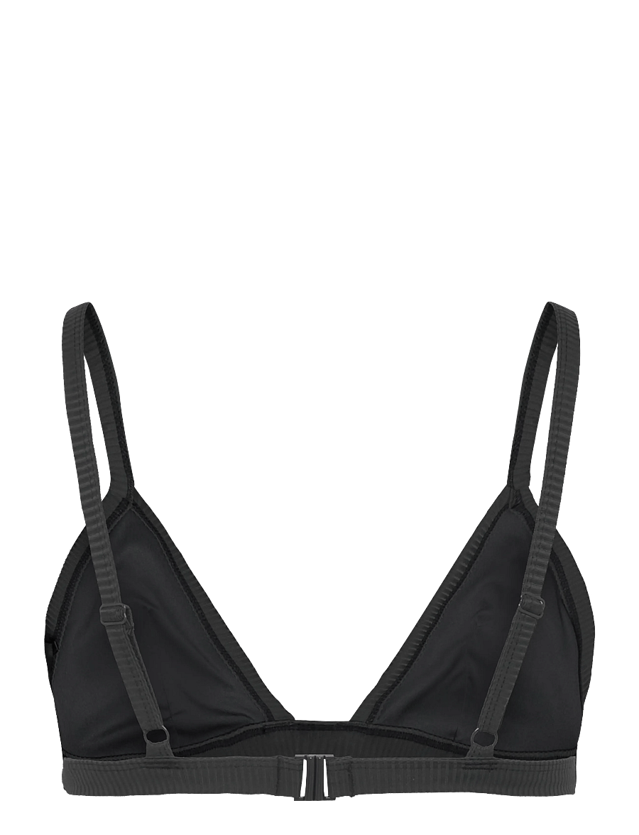 Weekday - Ribbed V-neck Bikini Top - kolmnurksed bikiinide ülaosad - off black - 1