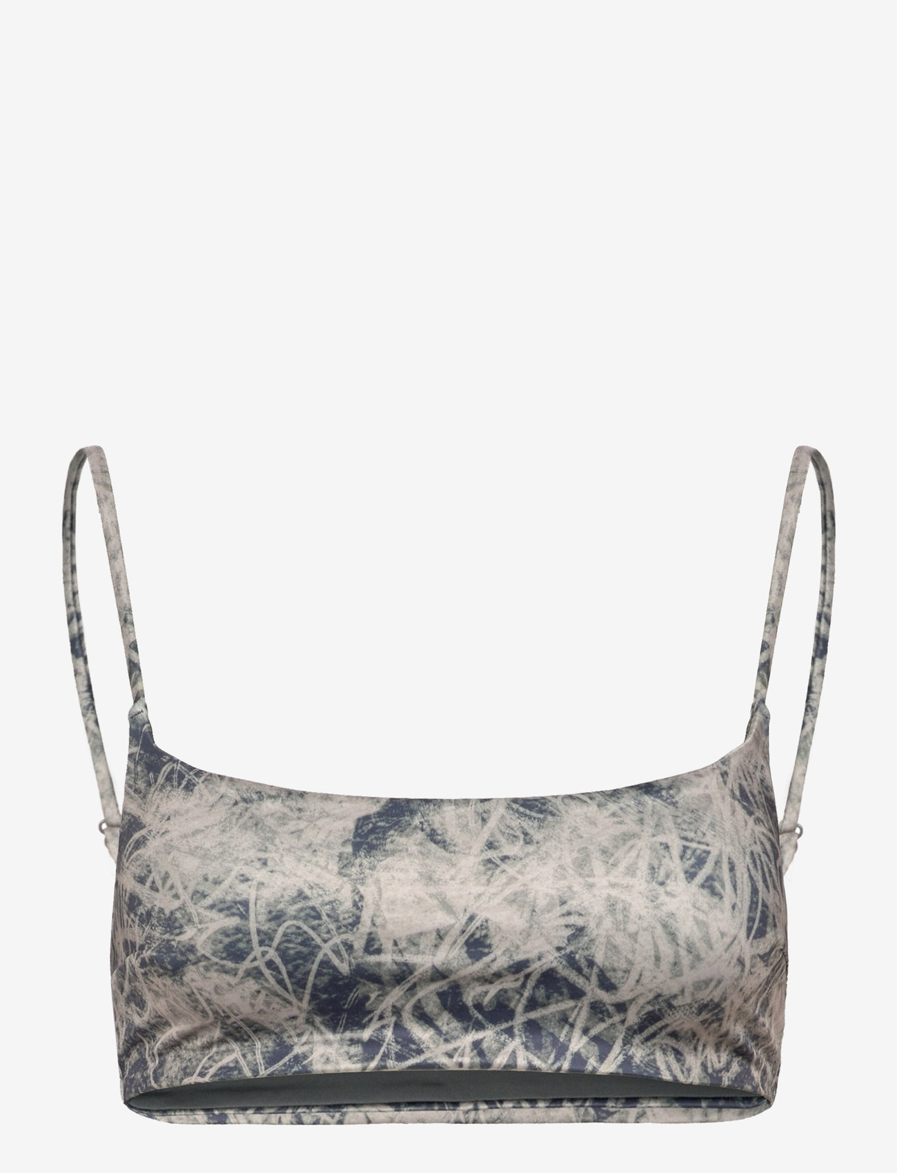 Weekday - Printed Pull-Over Scoop Neck Bikini Top - bandeau-bikini-oberteile - scribble texture aop - 0