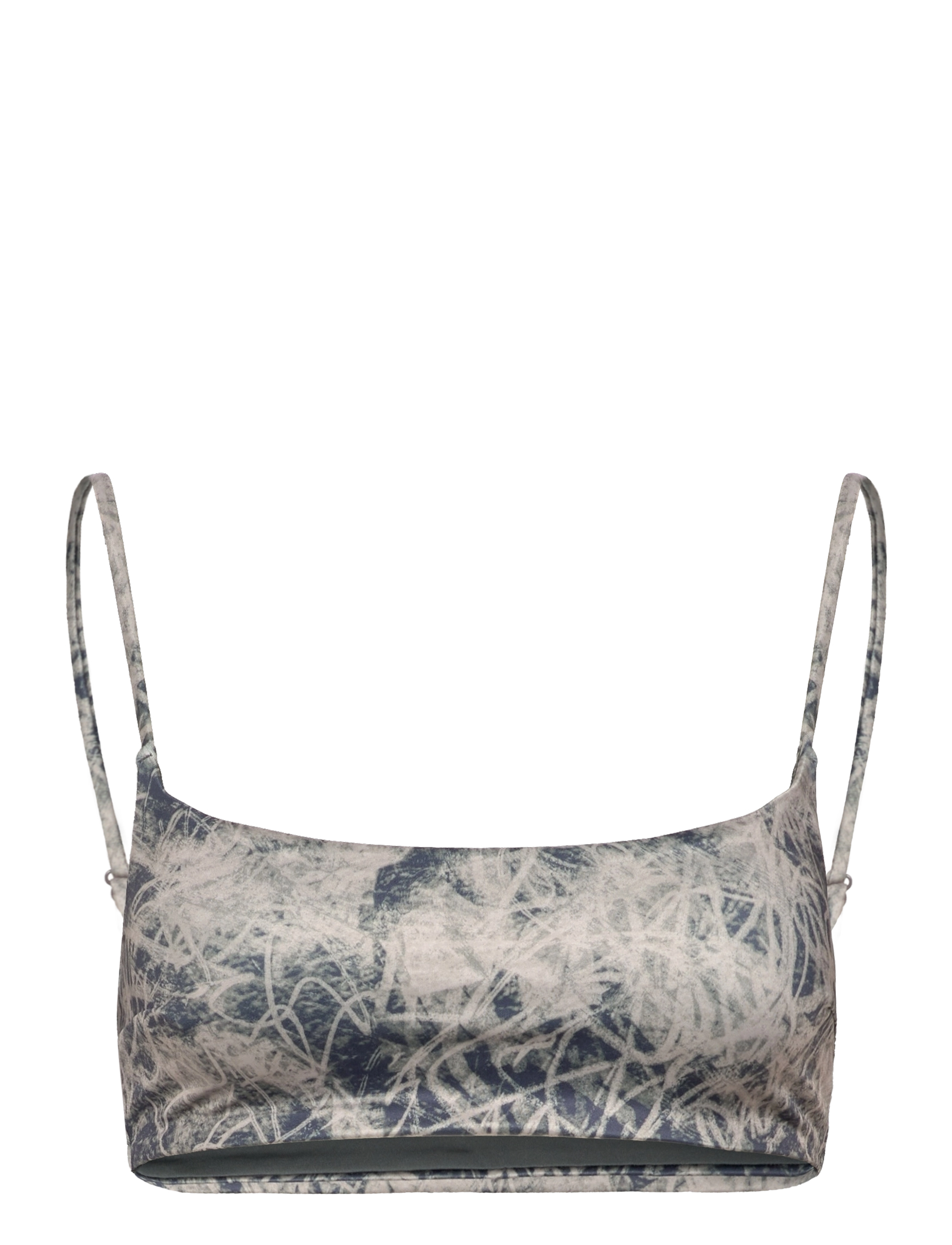 Weekday Printed Pull-Over Scoop Neck Bikini Top - Bademode - SCRIBBLE TEXTURE AOP / beige