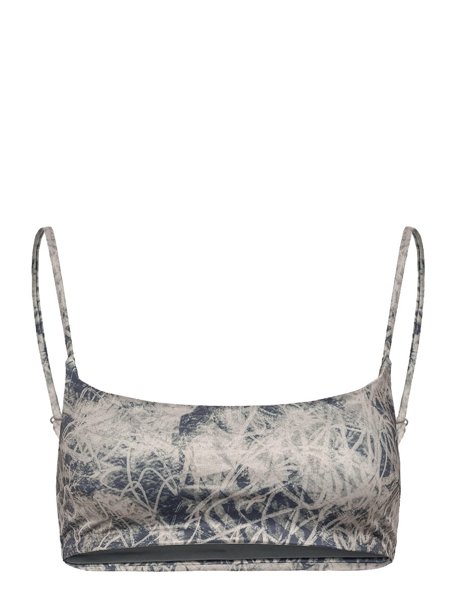 Weekday - Printed Pull-Over Scoop Neck Bikini Top - bandeaubikinier - scribble texture aop - 0