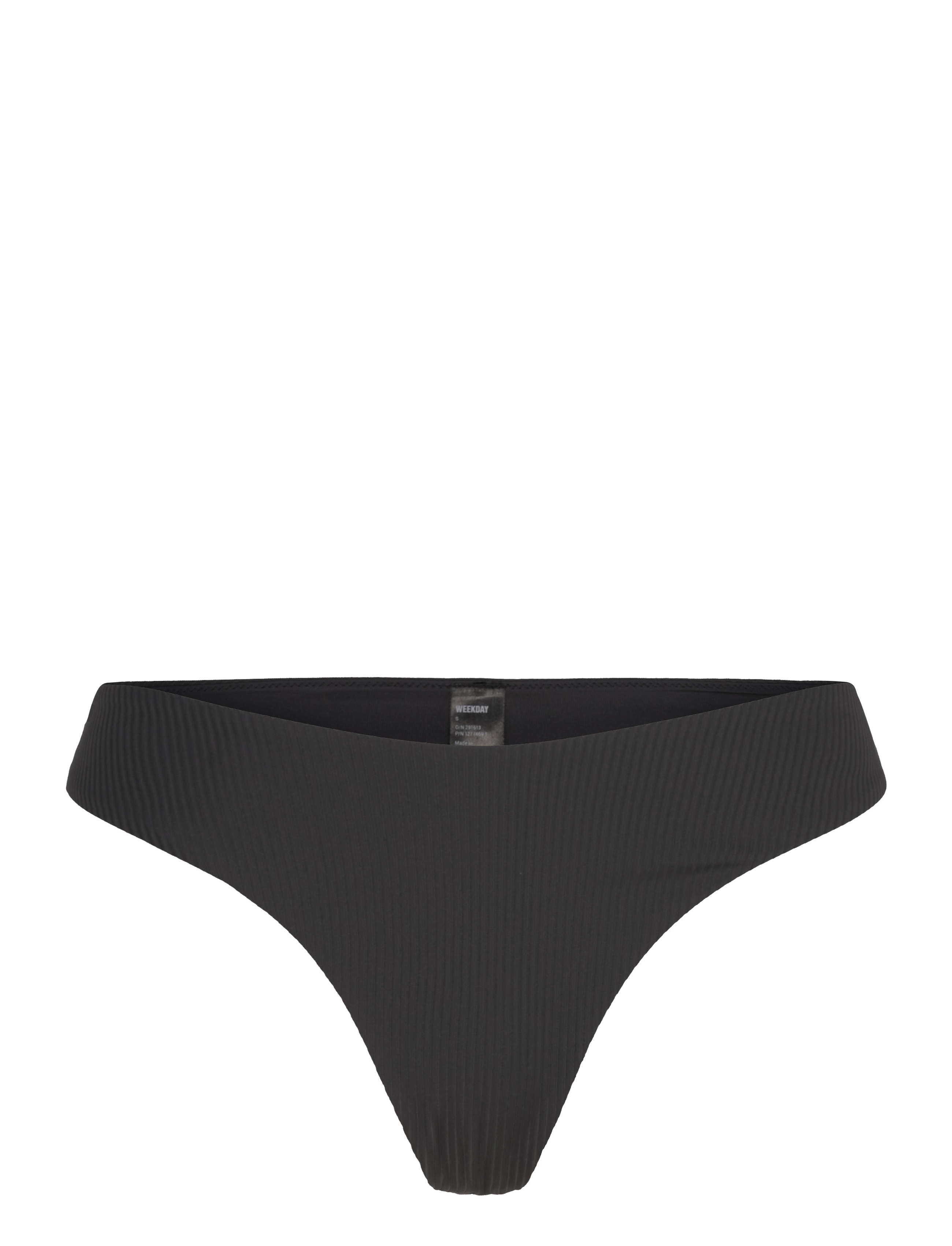 Weekday V-Shaped Ribbed Bikini Thong, S, Black, Trusser > G-Streng, Dame