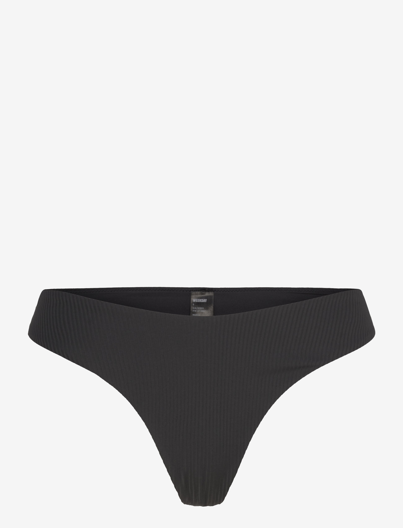 Weekday - V-Shaped Ribbed Bikini Thong - stringtrosor - off black - 0