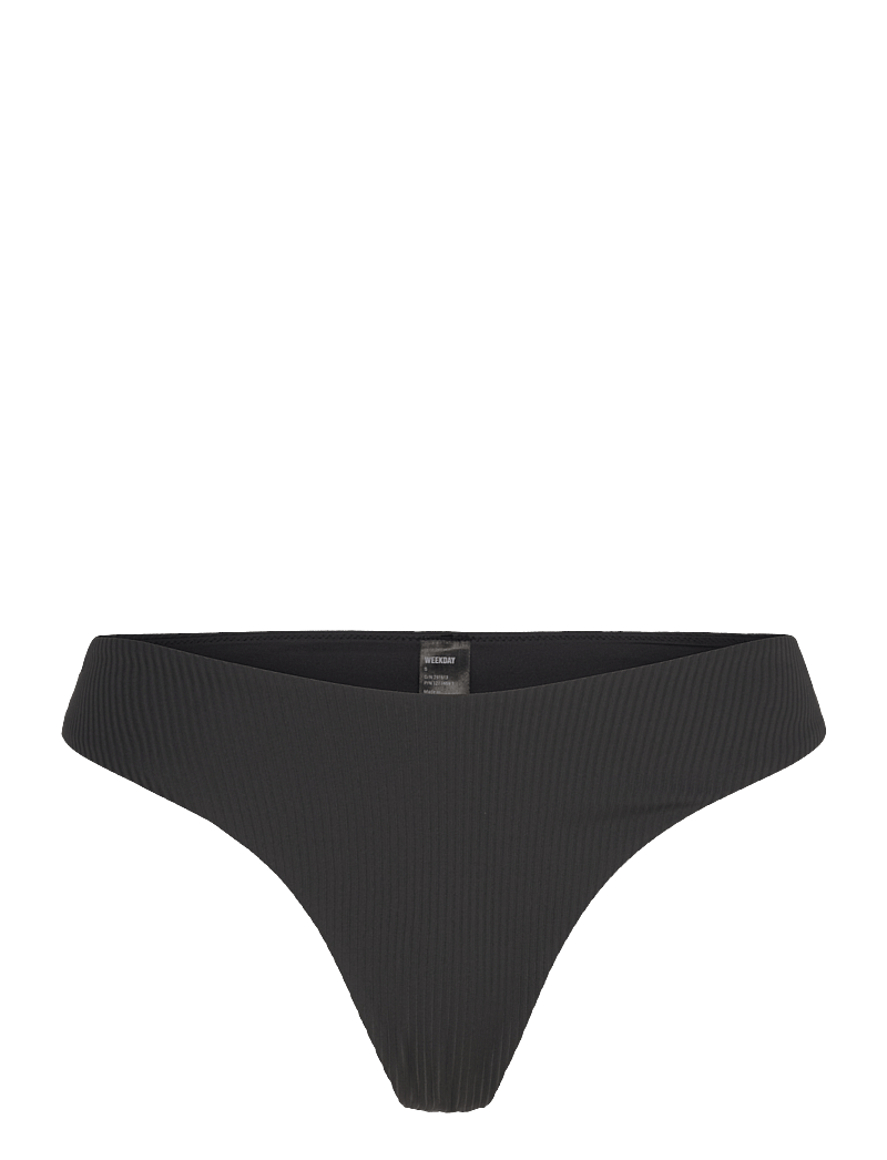Weekday - V-Shaped Ribbed Bikini Thong - stringtrosor - off black - 0