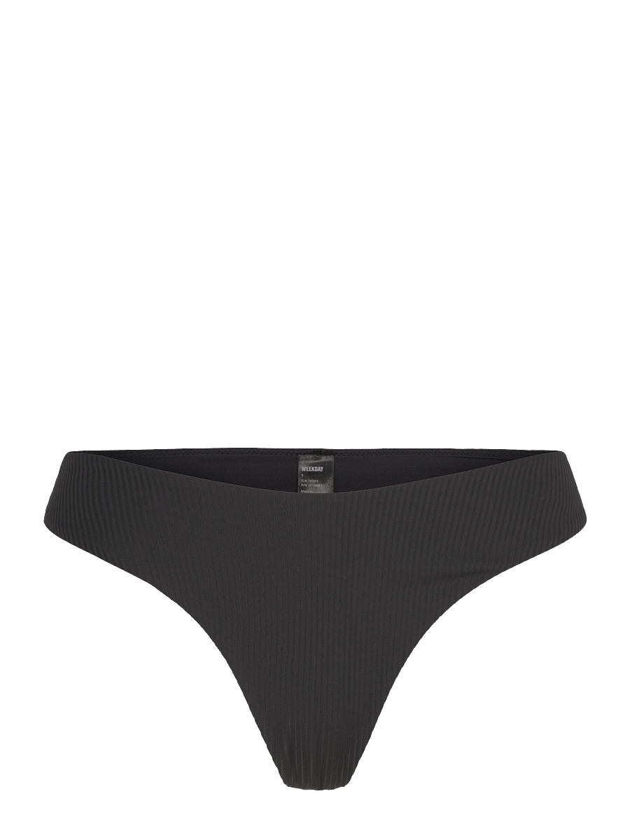 Weekday - V-Shaped Ribbed Bikini Thong - thongs - off black - 0