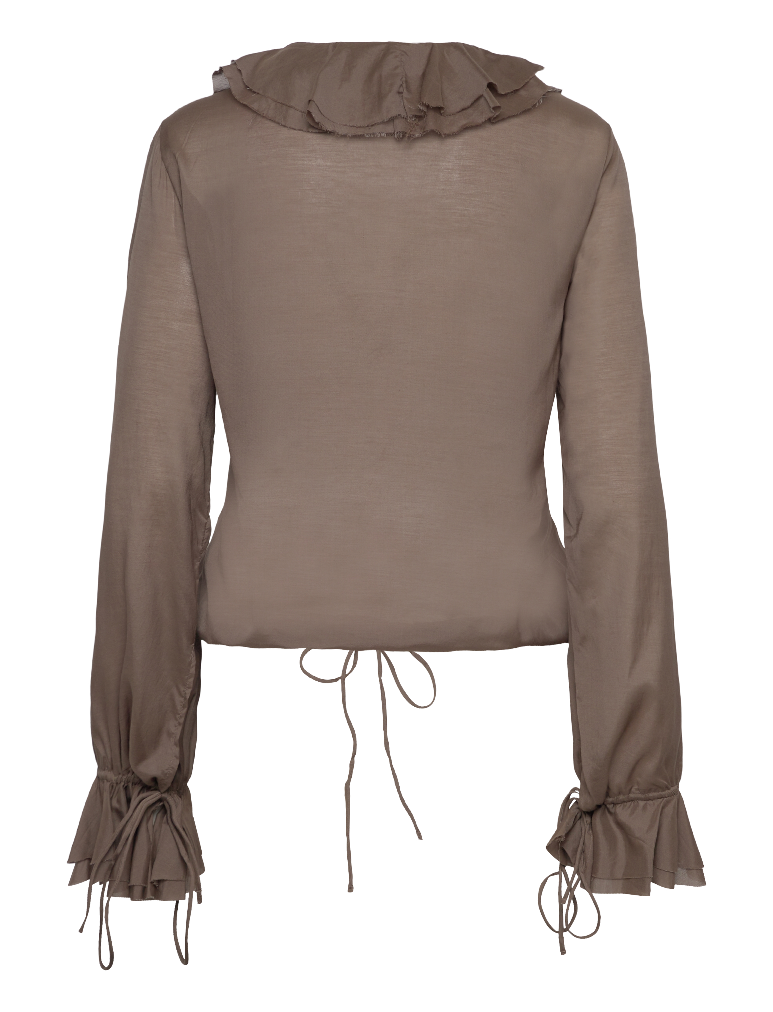 Weekday - Long Sleeve Frill Top - langärmelige blusen - mole - 1