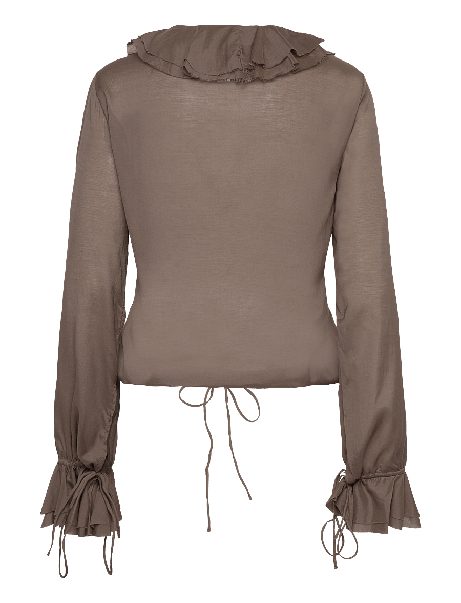 Weekday - Long Sleeve Frill Top - langærmede bluser - mole - 1