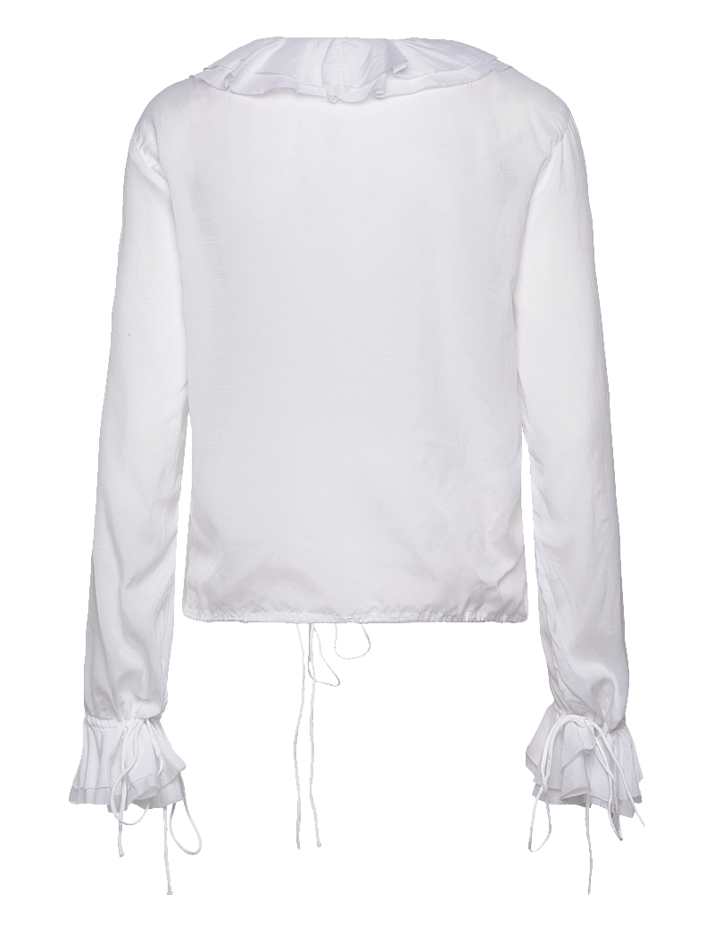 Weekday - Long Sleeve Frill Top - long sleeved blouses - white - 1