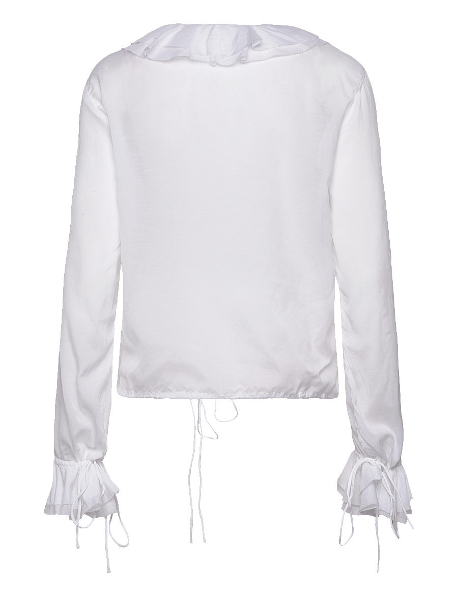 Weekday - Long Sleeve Frill Top - langærmede bluser - white - 1