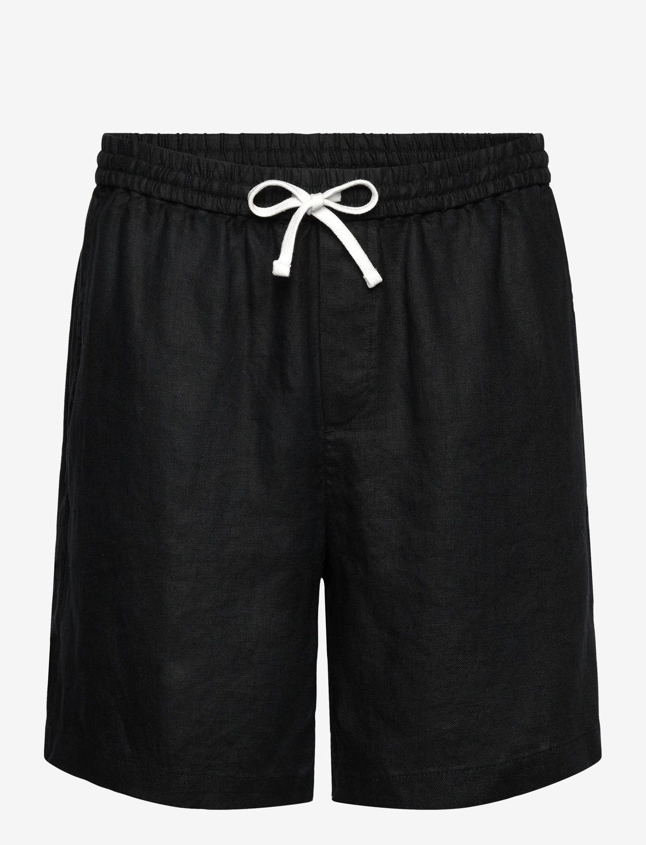 Weekday - Relaxed Linen Drawstring Shorts - hørshorts - black - 0