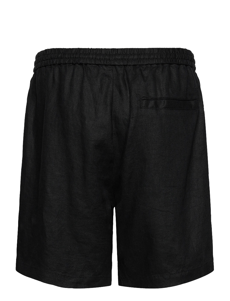 Weekday - Relaxed Linen Drawstring Shorts - linen shorts - black - 1