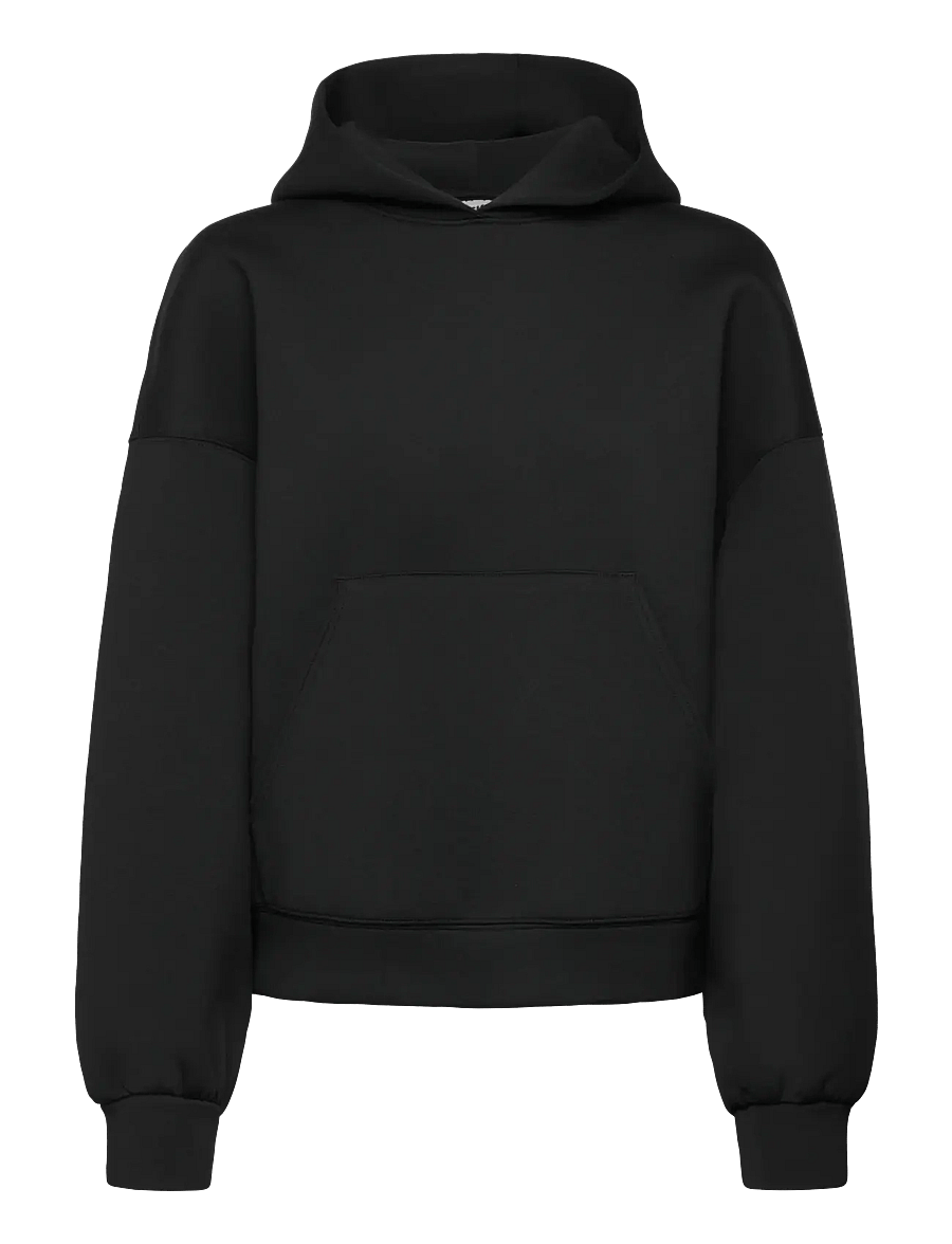 Weekday - Oversized Scuba Hoodie - hoodies - black - 0