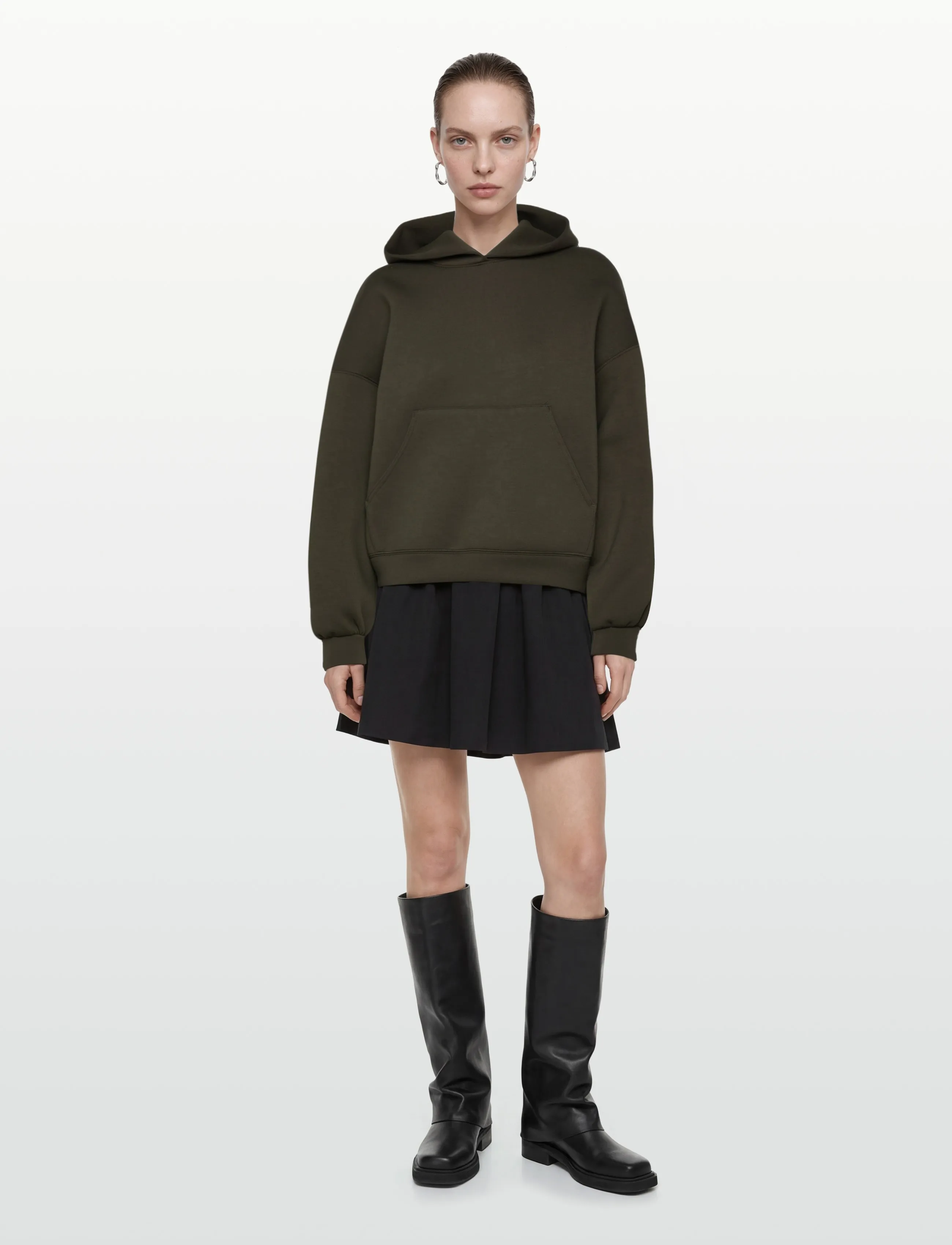Weekday Oversized Scuba Hoodie, S, Sweatshirts & Hoodies, Khakigrün - Frauen