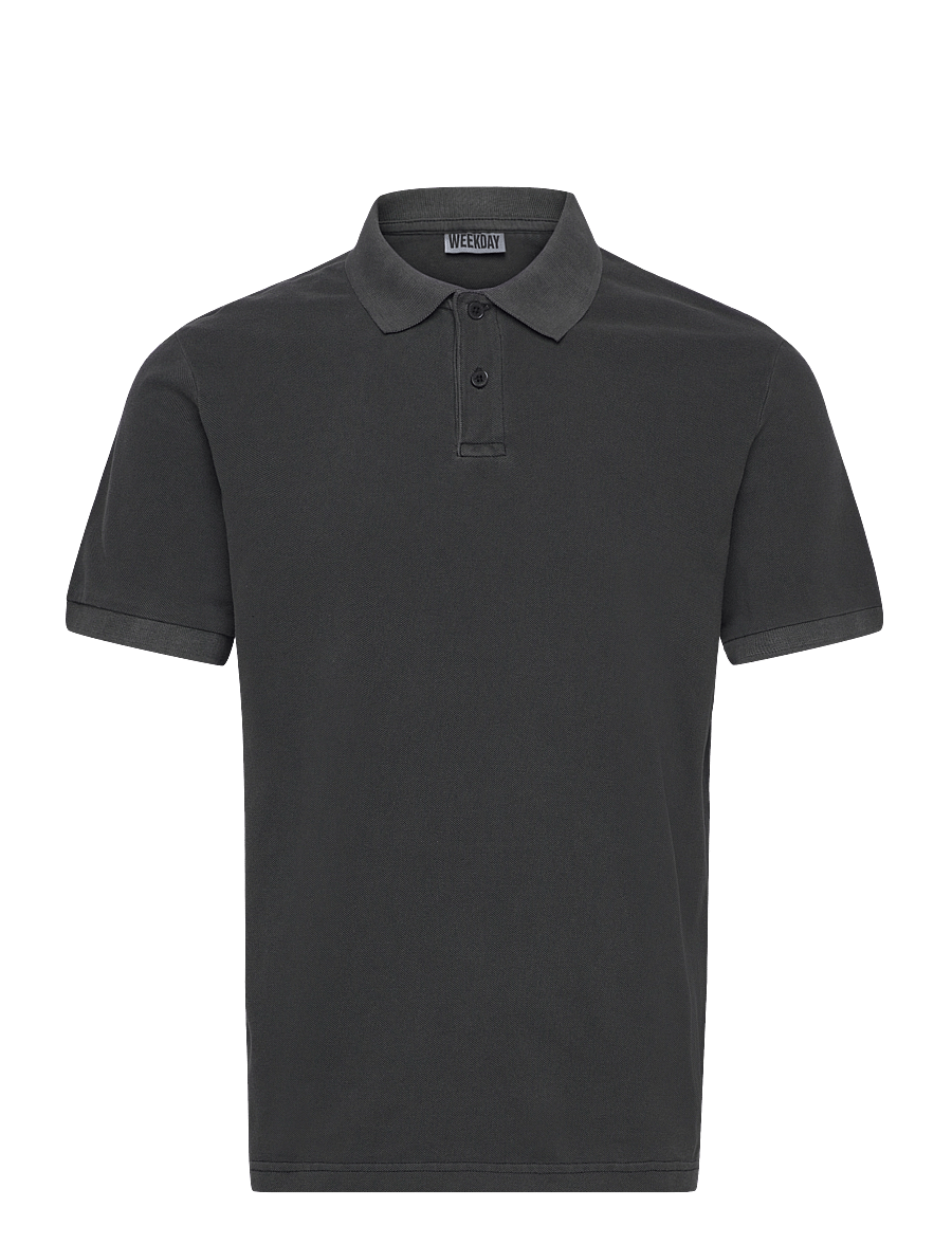 Weekday - Short-Sleeved Cotton Piqué Polo Shirt - kortærmede poloer - black - 0
