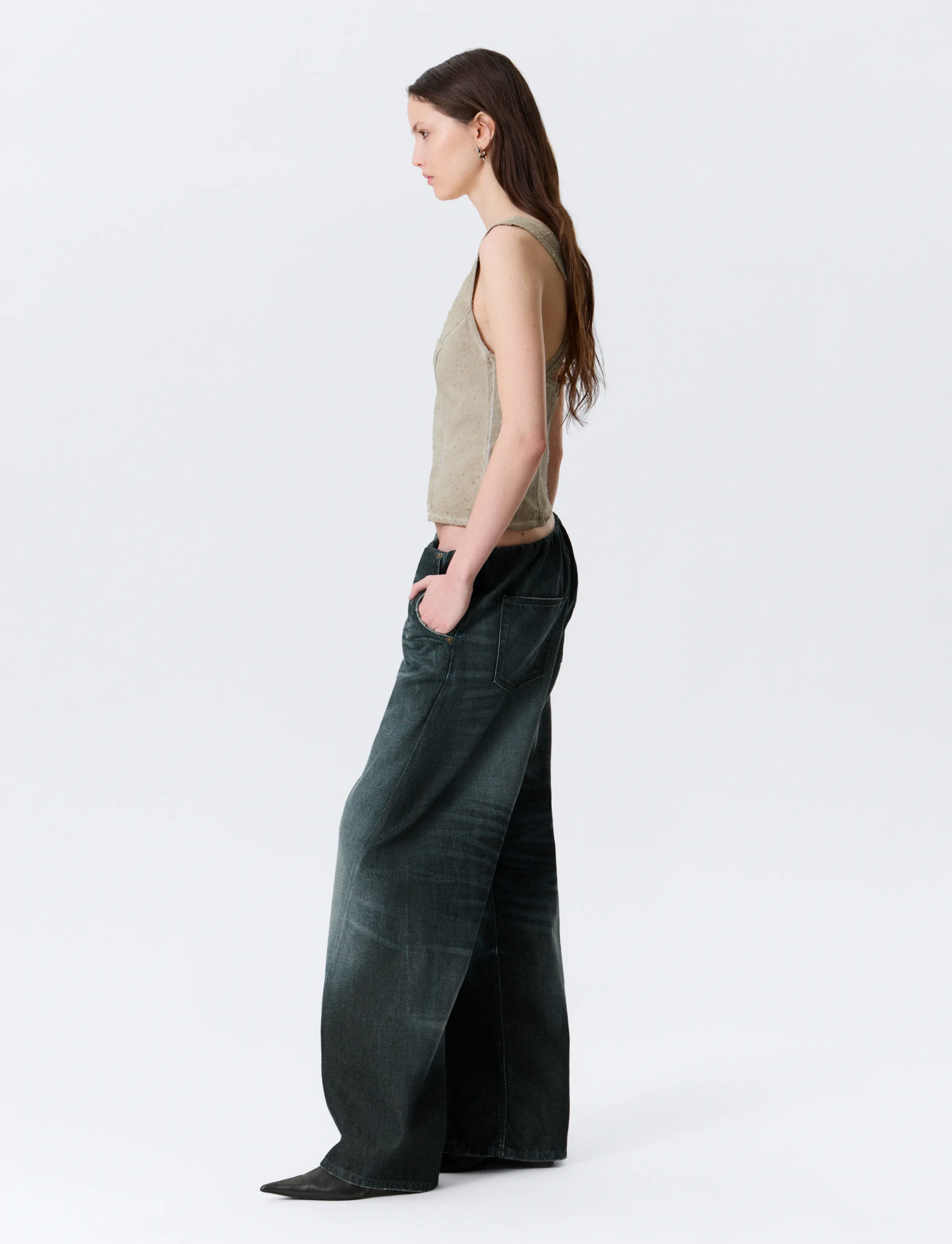 Weekday - Low Rise Loose Fit Denim Joggers - brede jeans - mid blue - 5