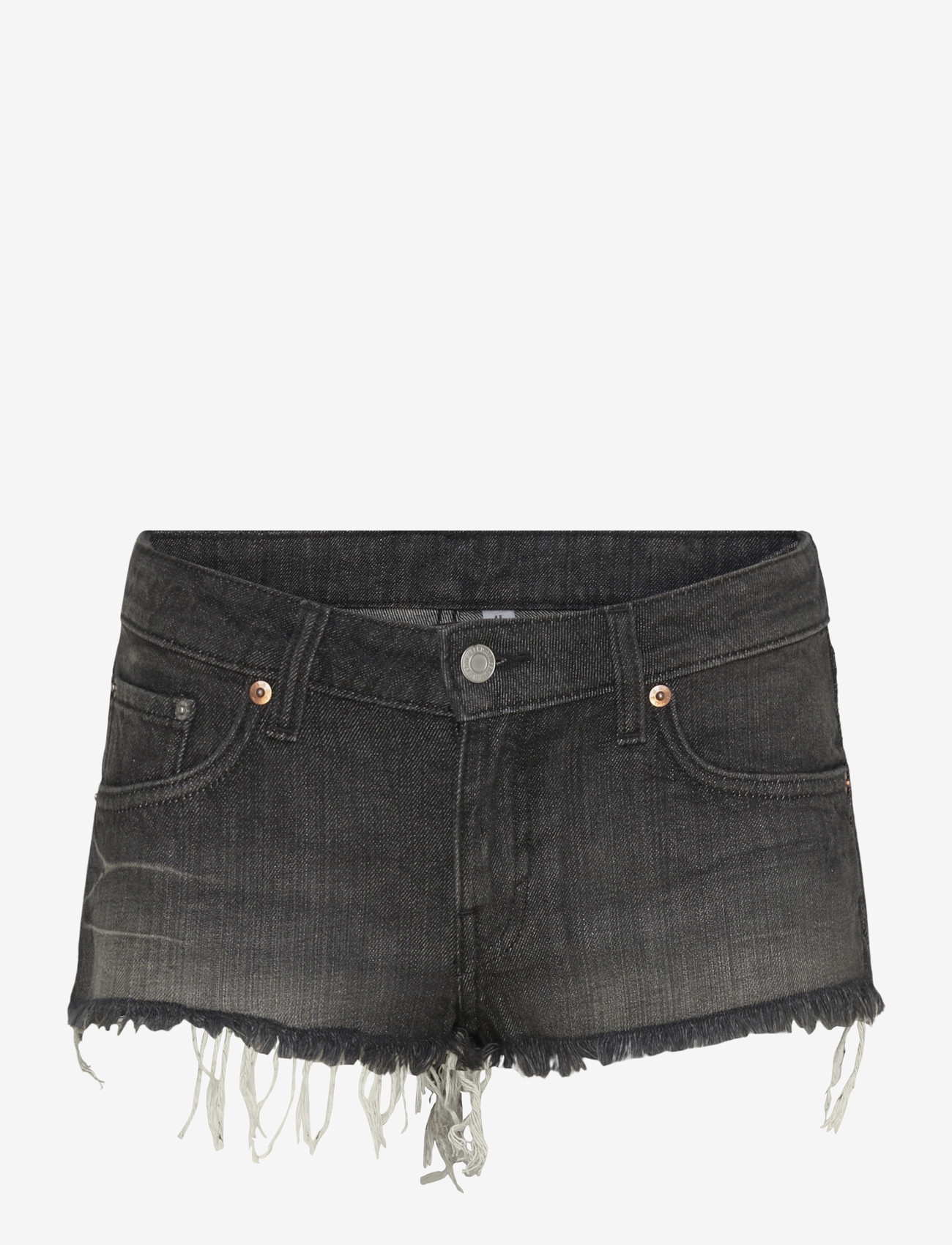 Weekday - Venus Frayed Low Rise Denim Hotpants - jorts - chelsea black - 1
