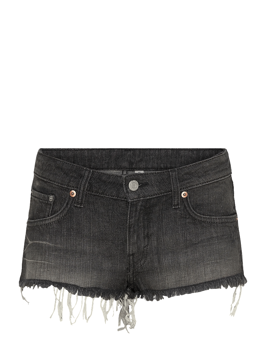 Weekday - Venus Frayed Low Rise Denim Hotpants - jorts - chelsea black - 0
